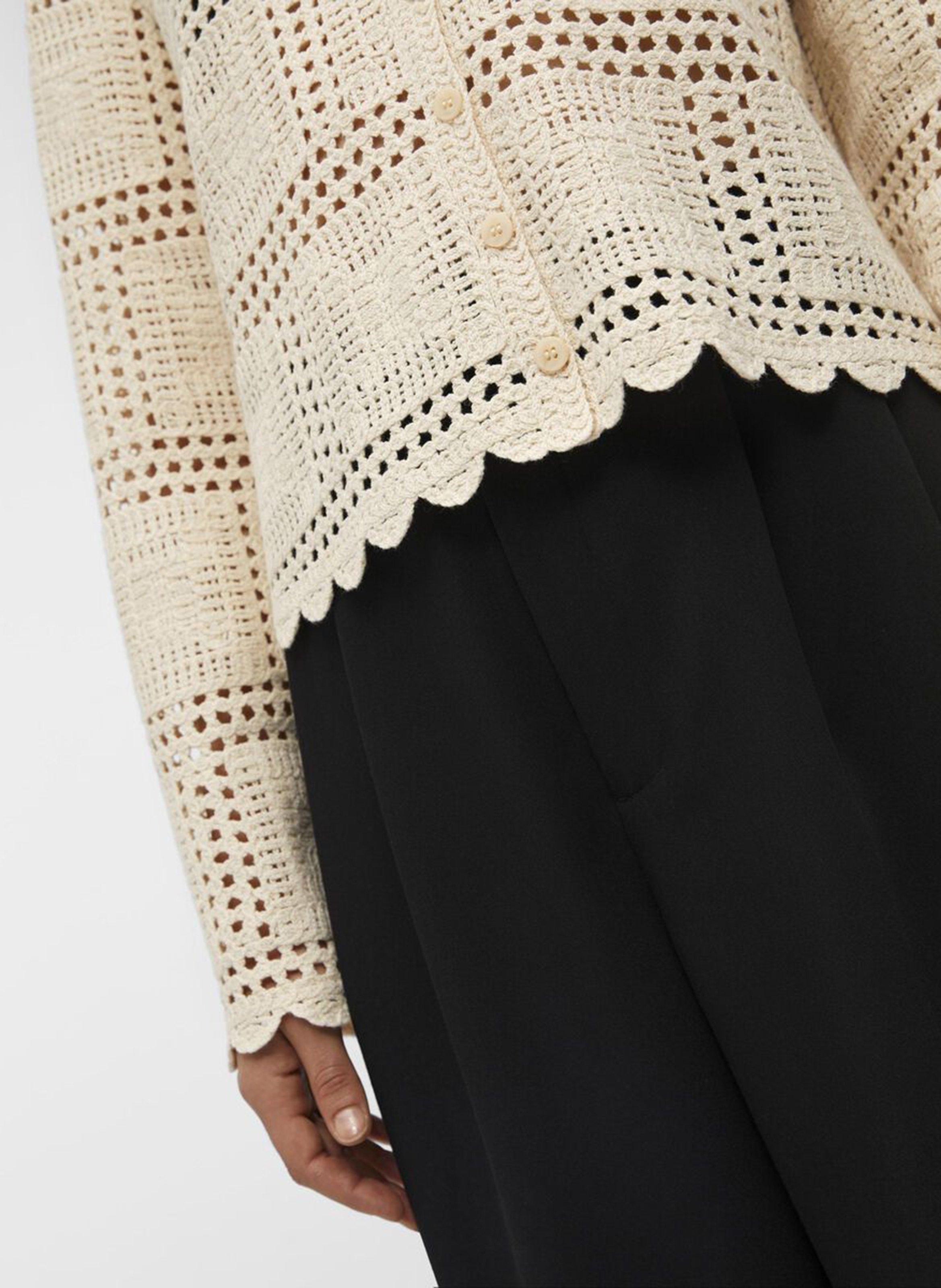 Loose crochet openwork vest OBJECT Beige