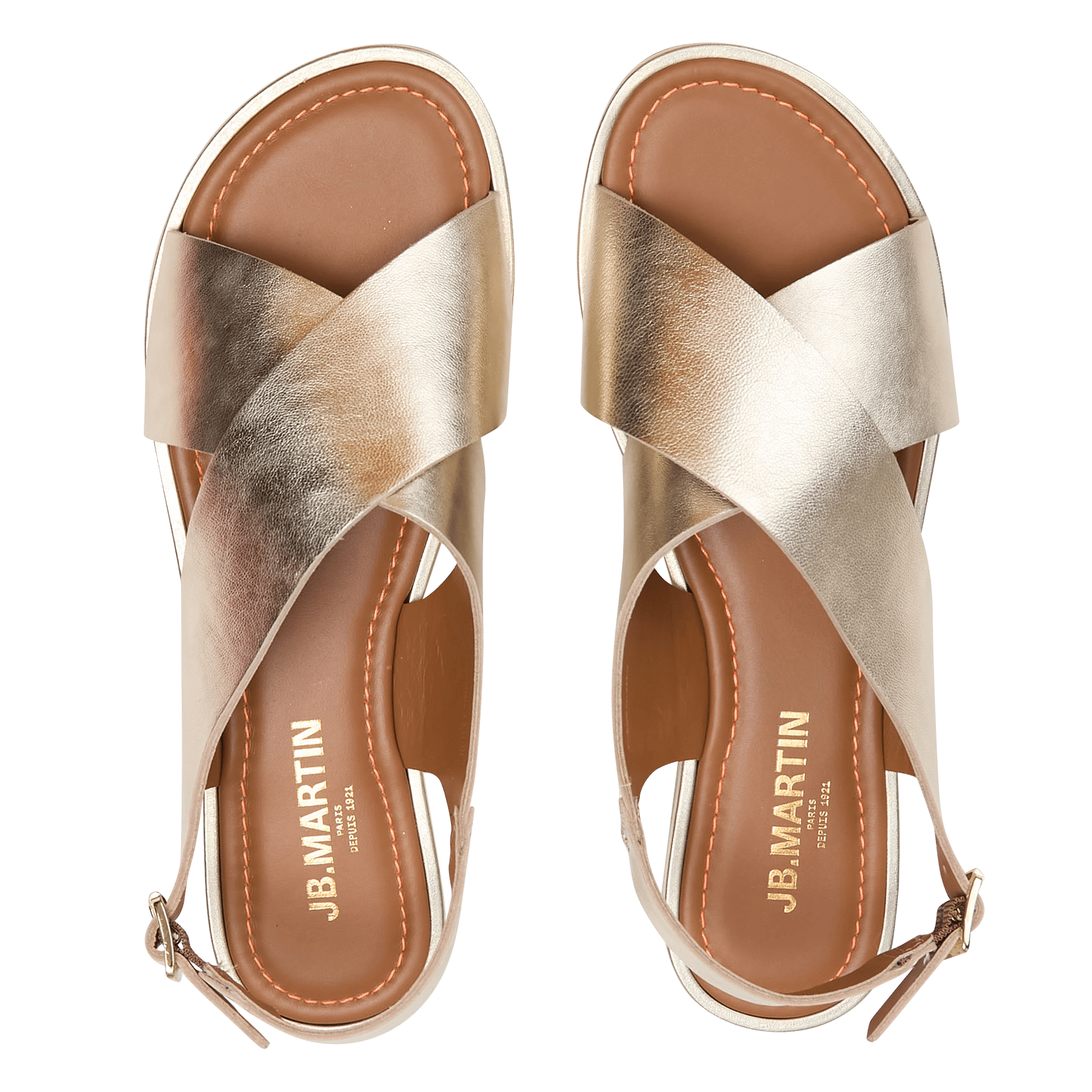 Sandales plates en cuir JB MARTIN Doré