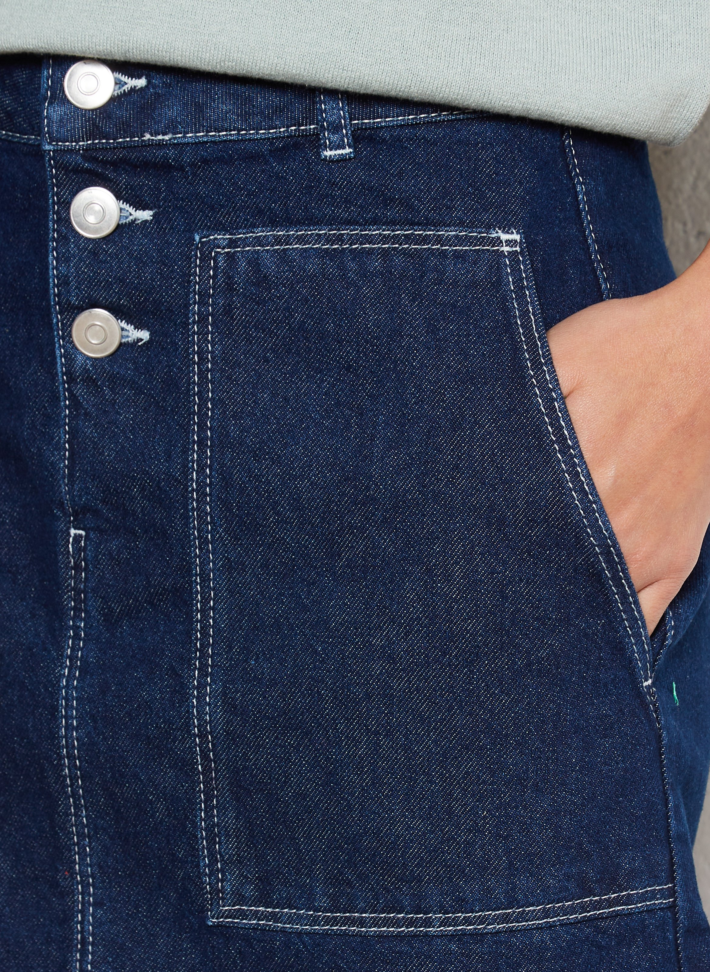 Ausgestellter Baumwollrock Blau