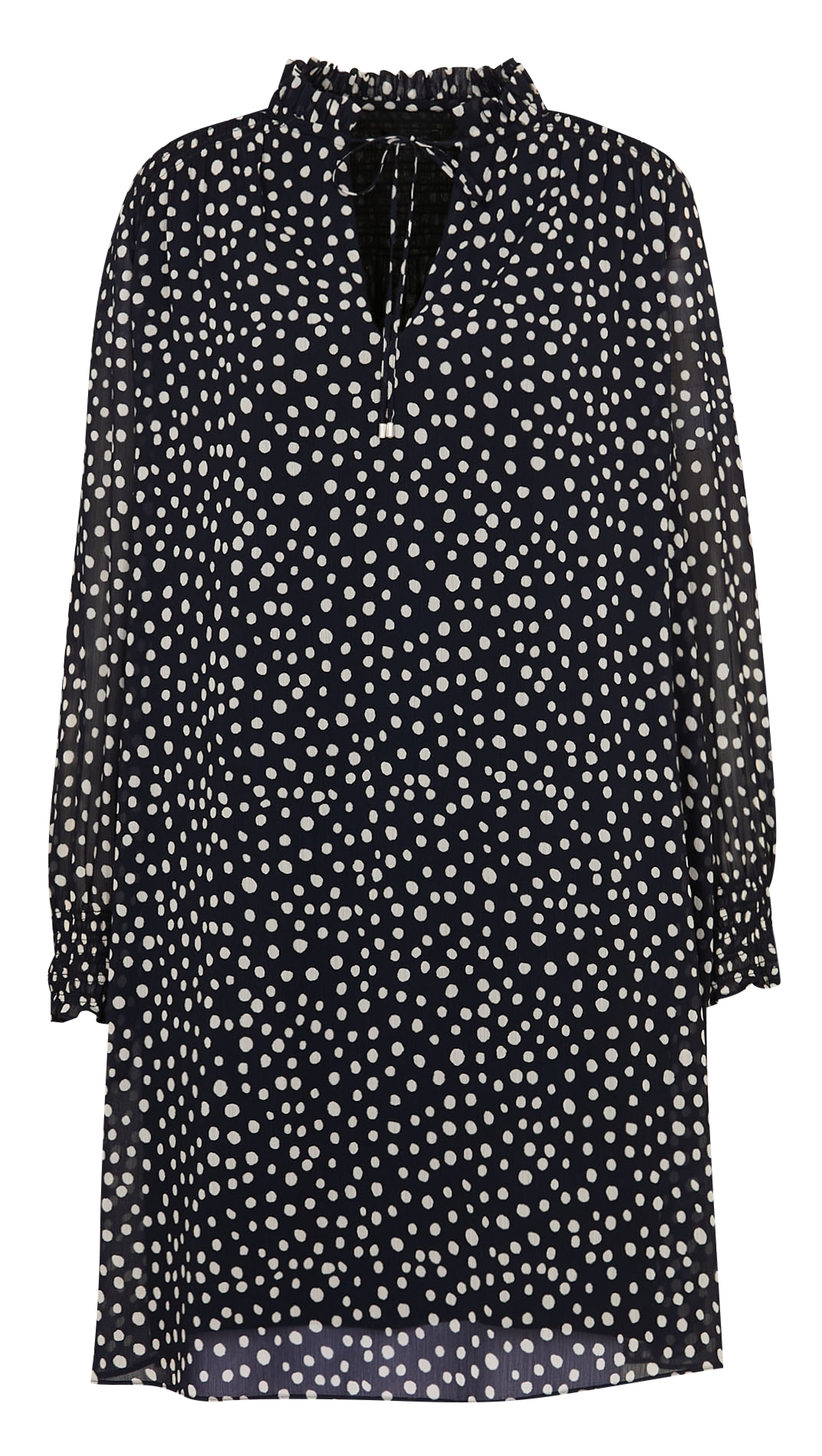 Kurzes Kleid mit viktorianischem Kragen und Punkten IKKS Blau