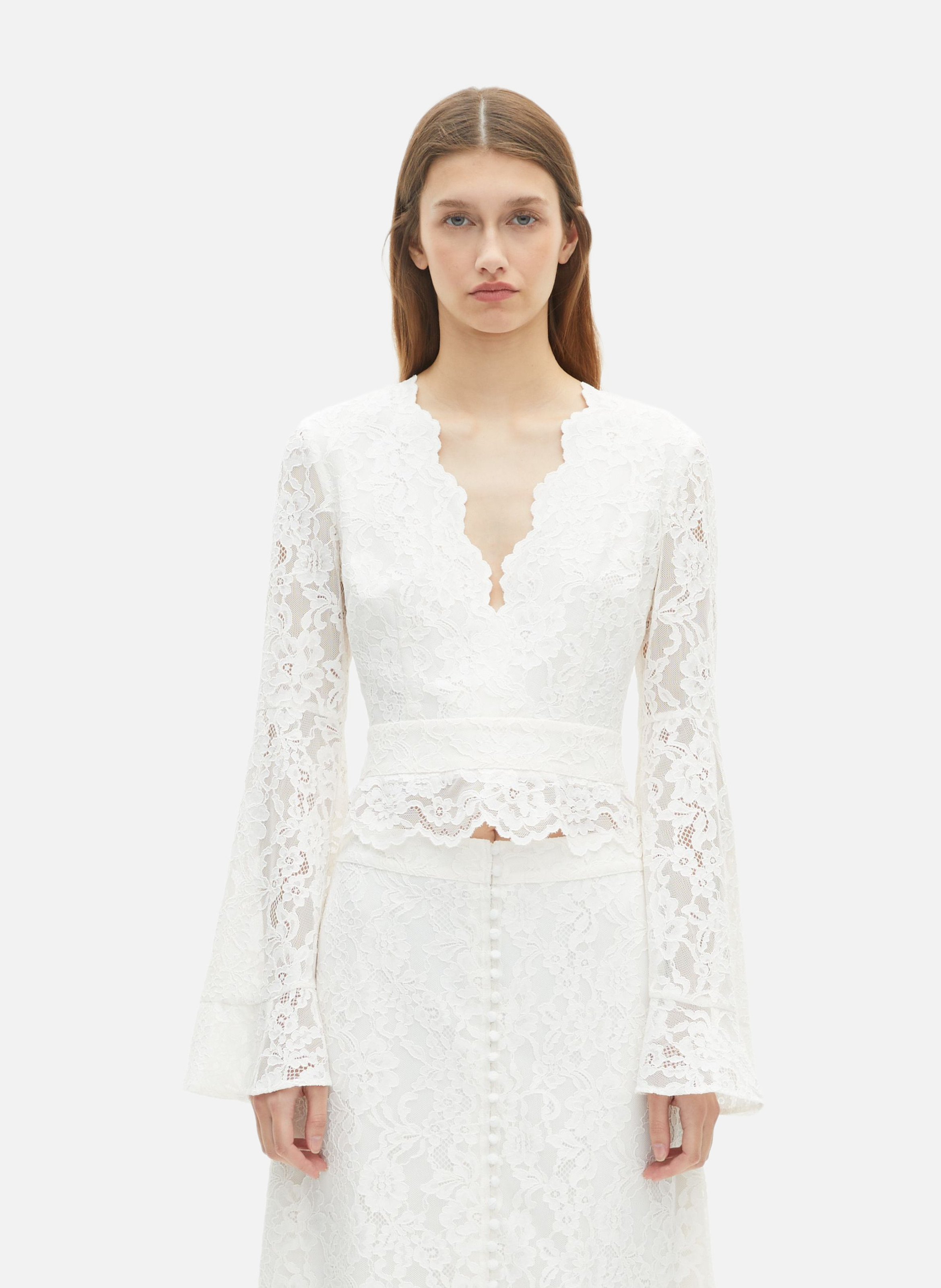 Flared sleeve lace top THE KOOPLES White