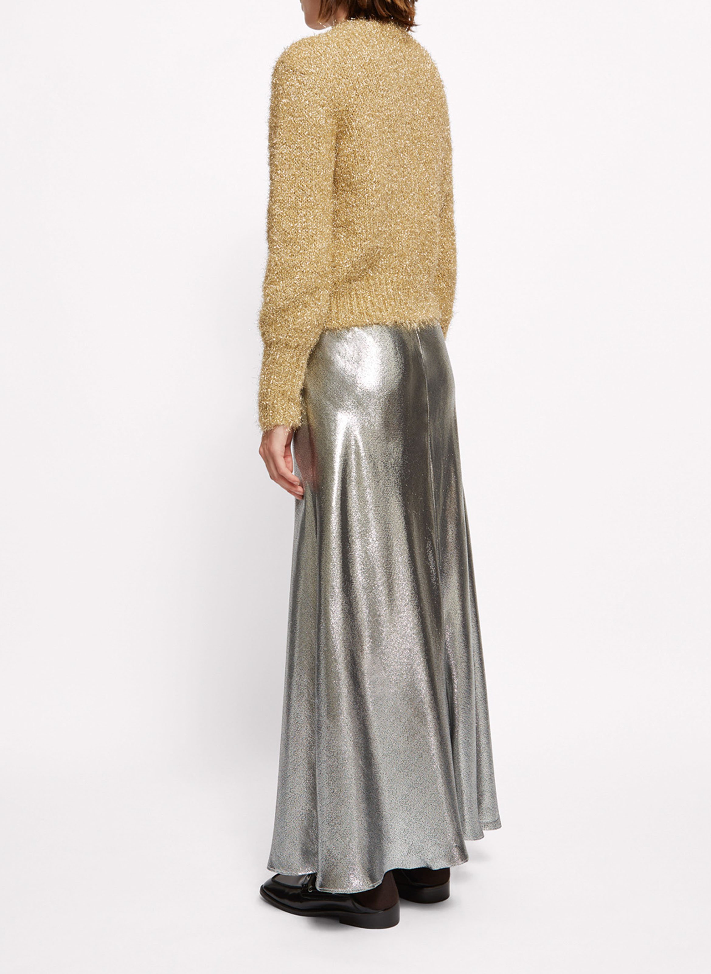 Jupe longue en soie mélangée ROSEANNA Argent