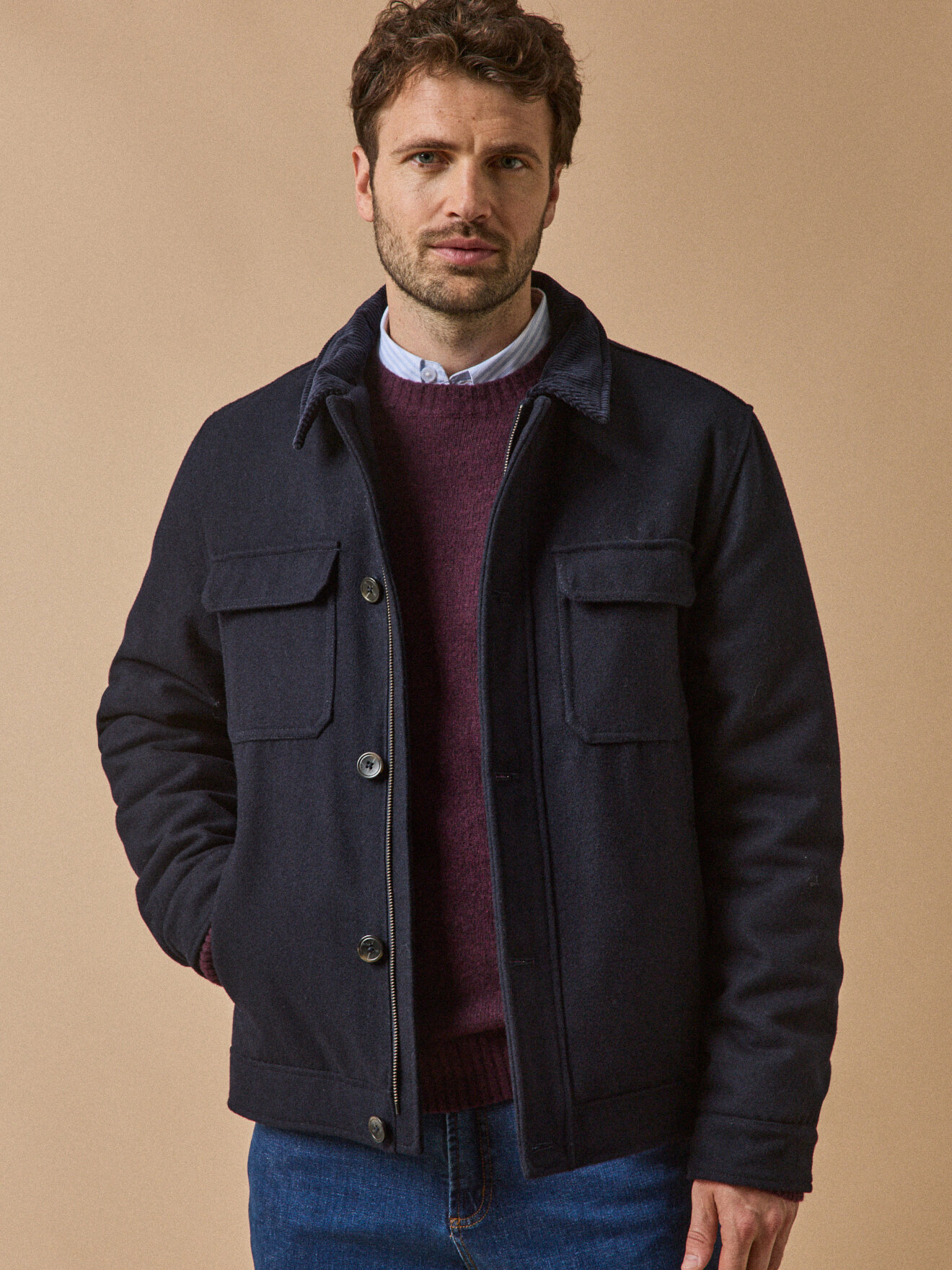 Warm wool aviator jacket CYRILLUS Blue