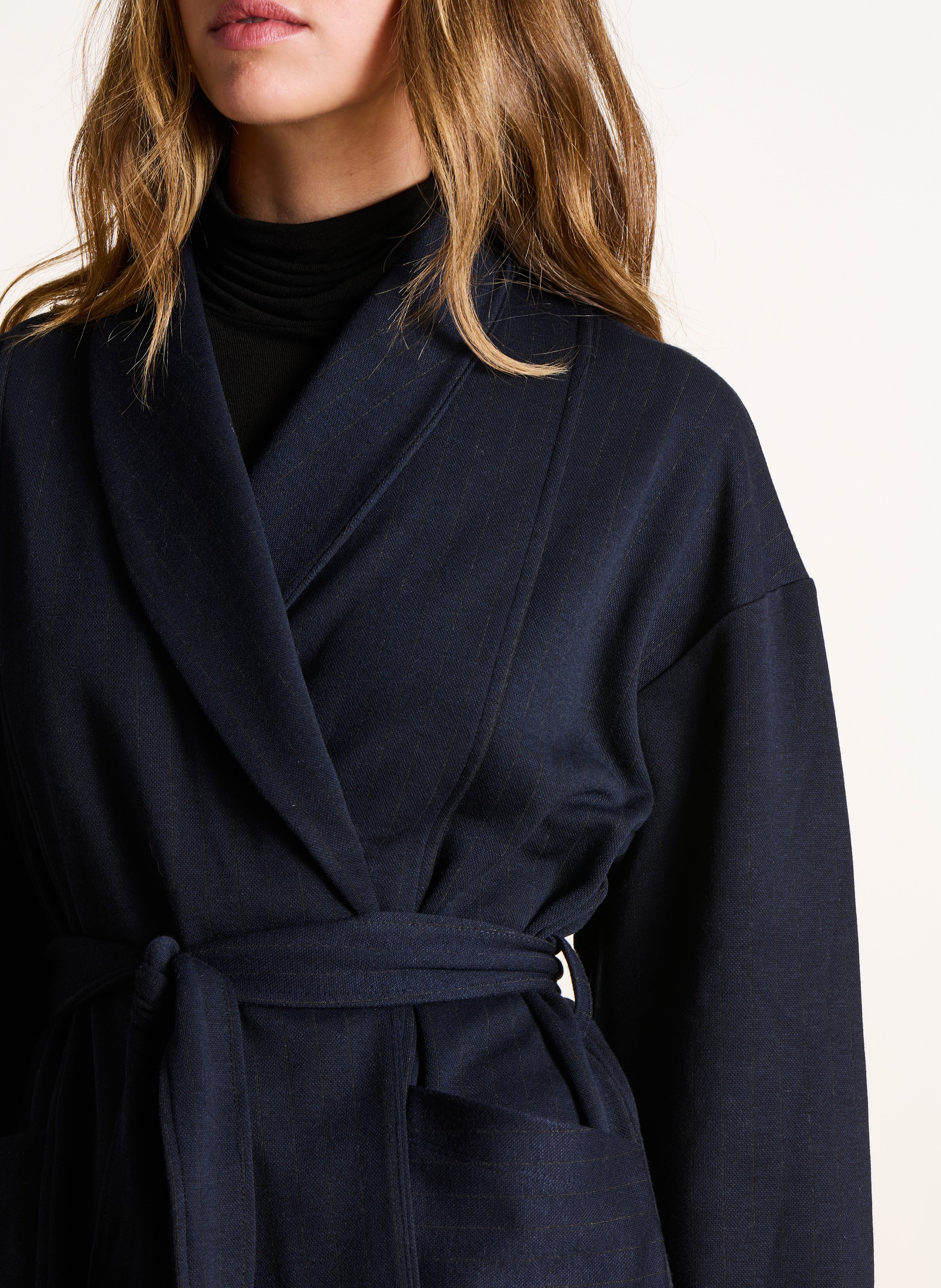 Shawl collar striped jacket LA FEE MARABOUTEE Blue