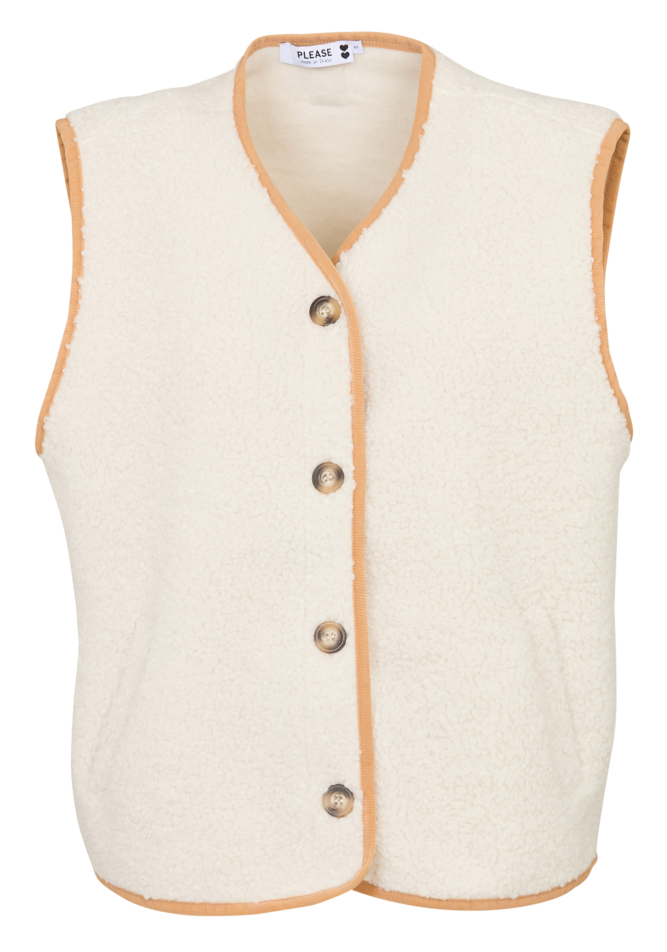 Veste col V en sherpa PLEASE Beige