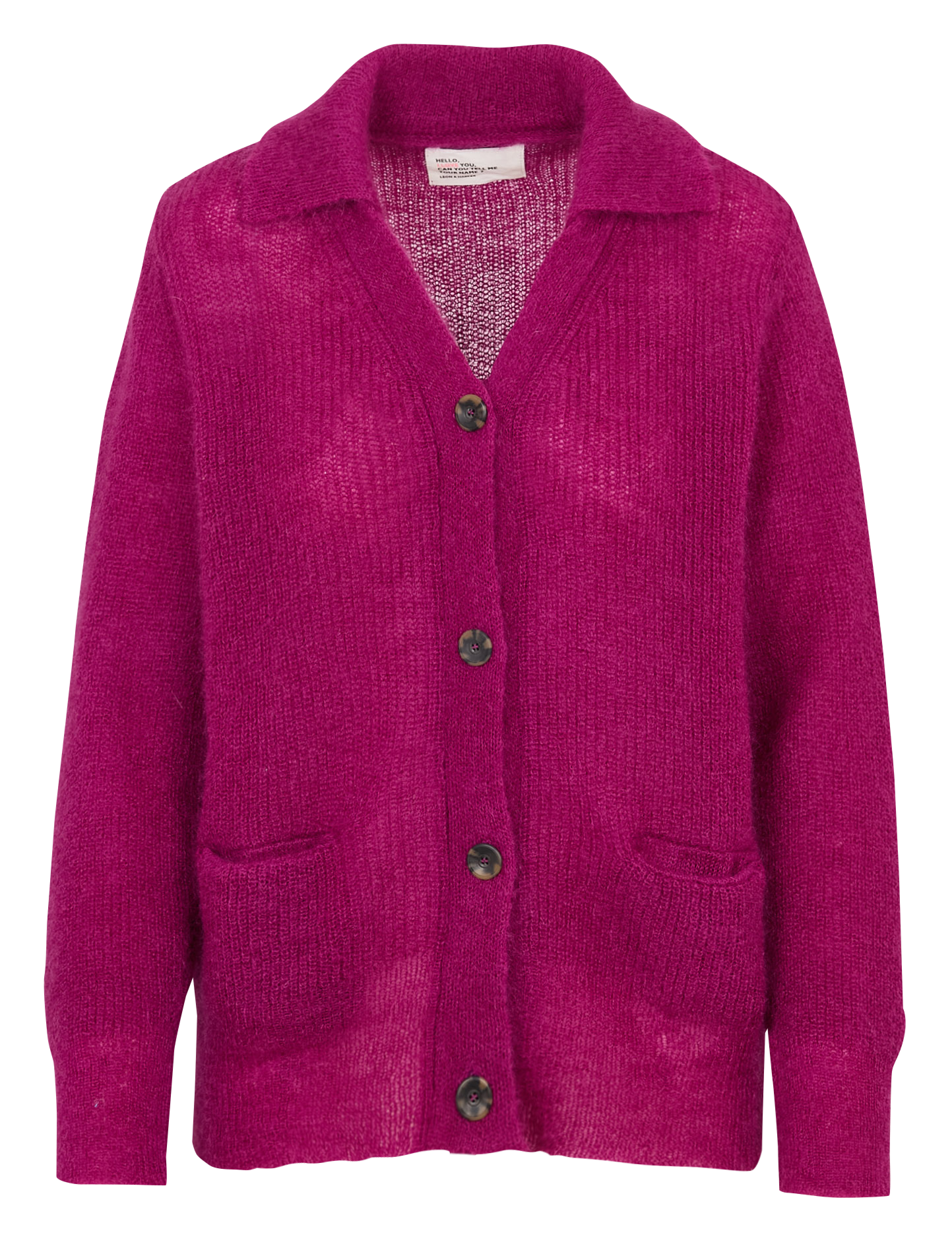 Cardigan col classique en laine mélangée LEON & HARPER Rose