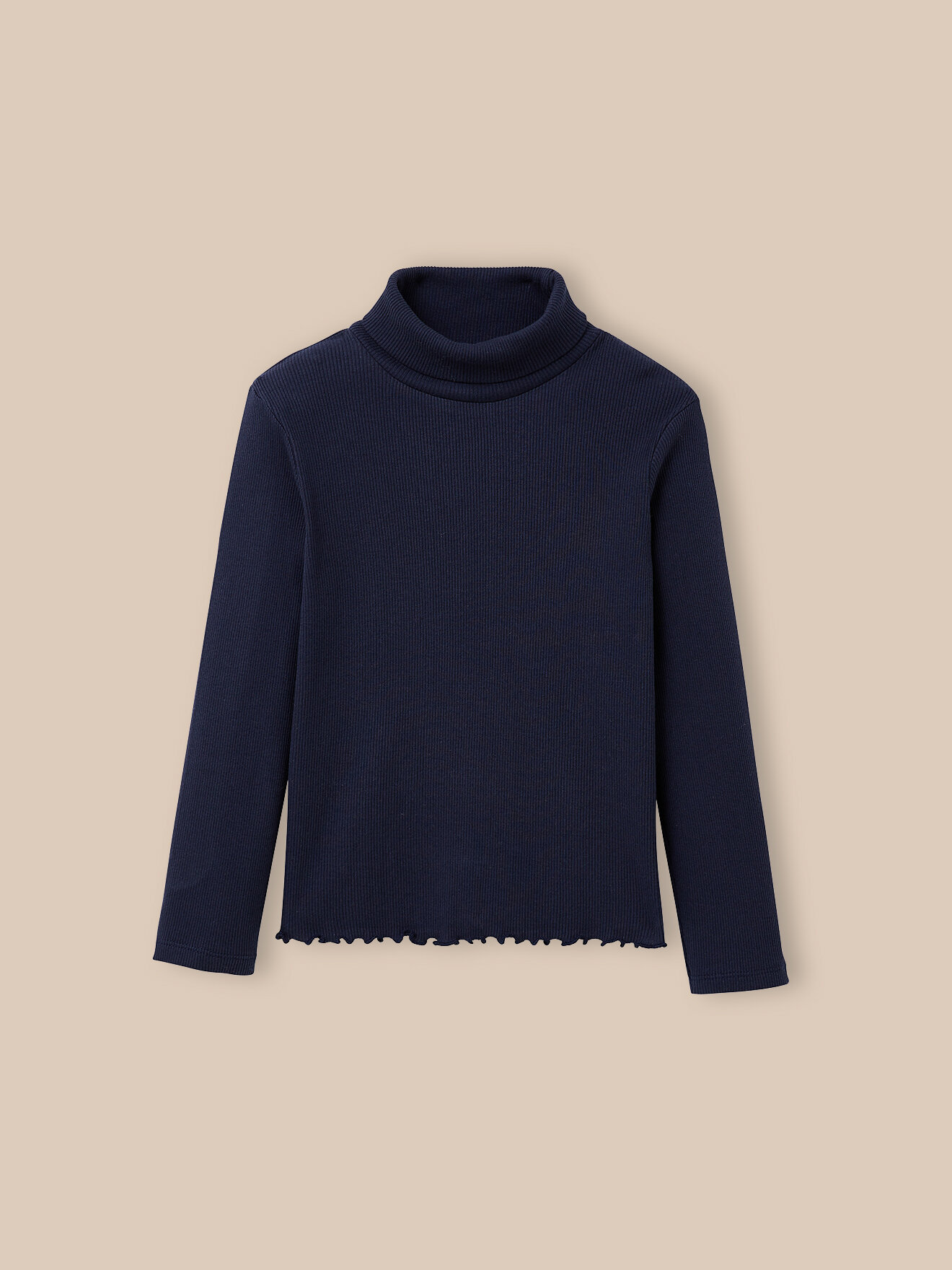 Thin organic cotton polo-neck sweater CYRILLUS Blue
