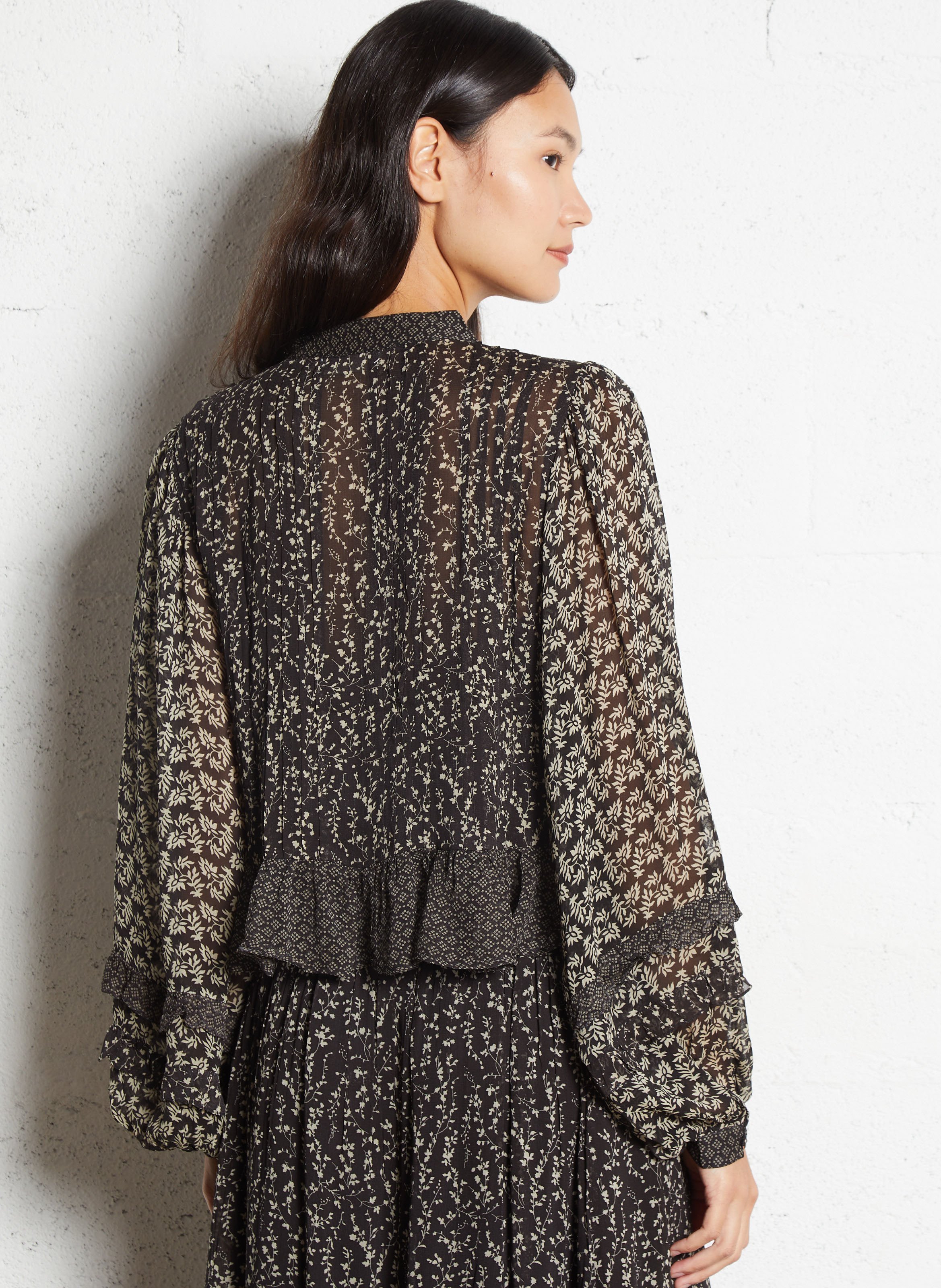 Printed jacket with round neck MAISON HOTEL Black