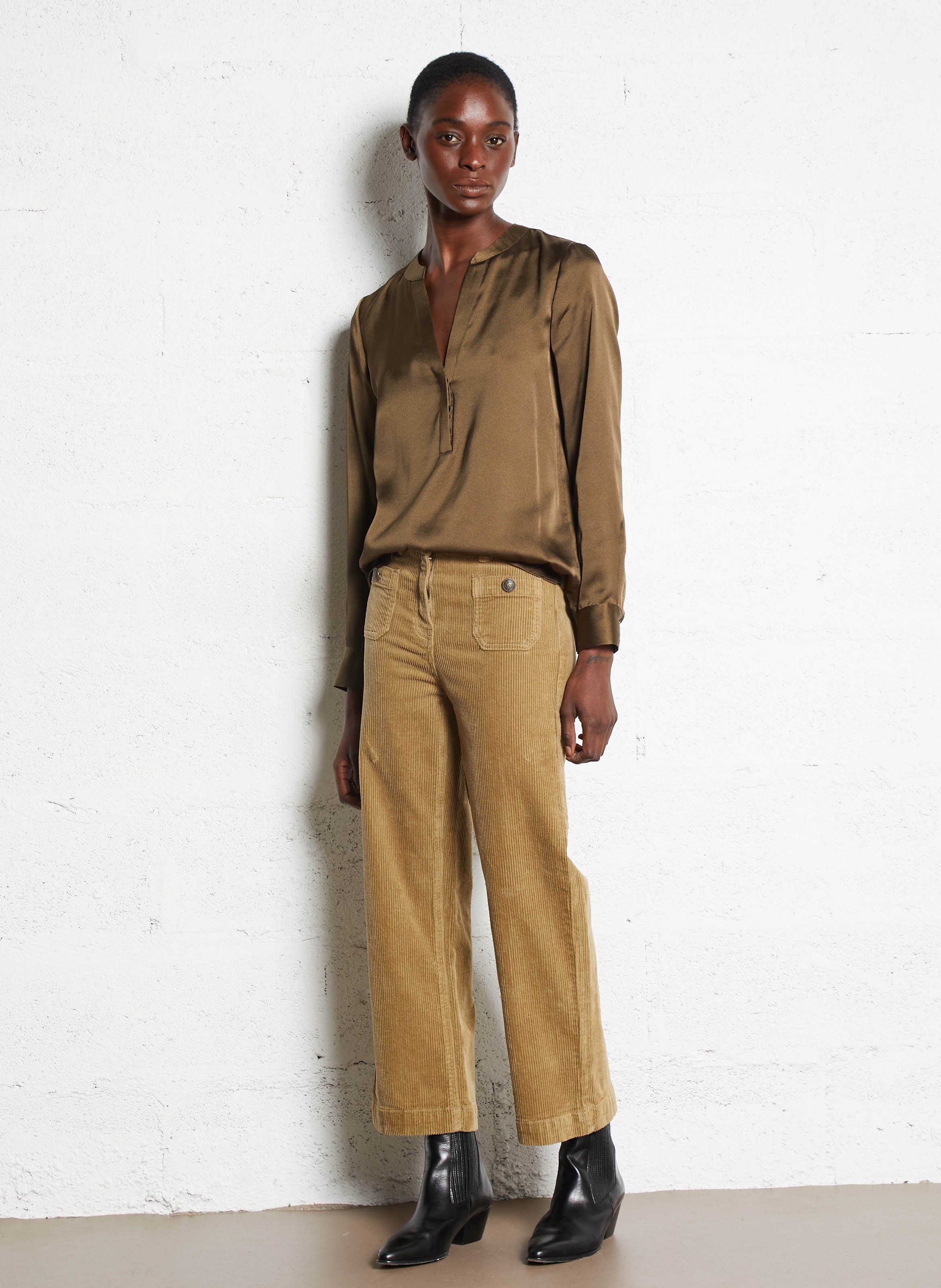 Broek met rechte pijpen van velours MAISON 123 Groen