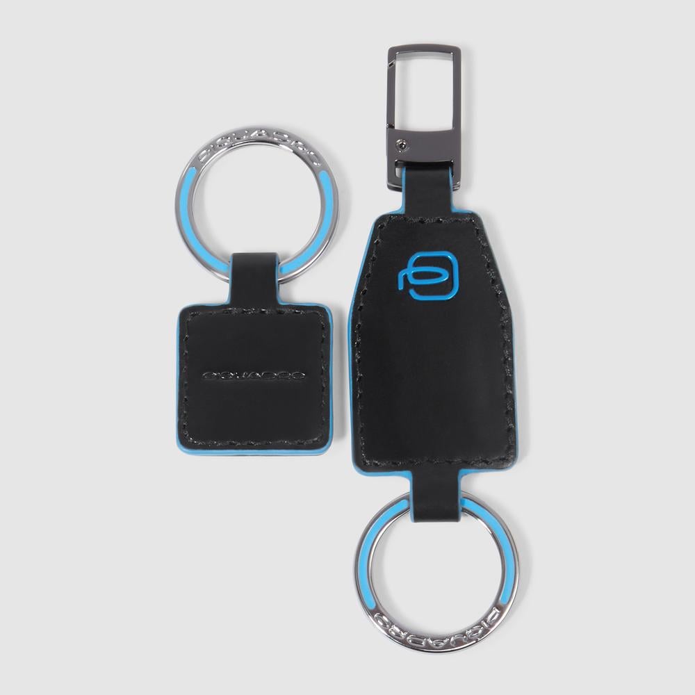 Divisible leather keychain with carabiner PIQUADRO Black