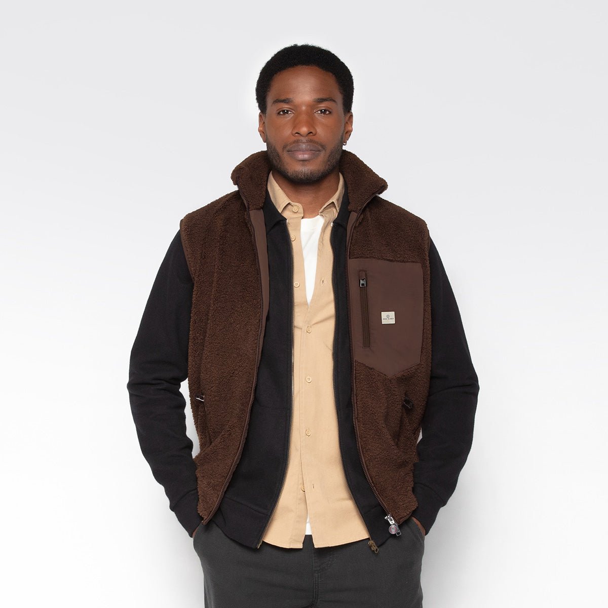 Solid Sleeveless Fleece SERGE BLANCO Brown