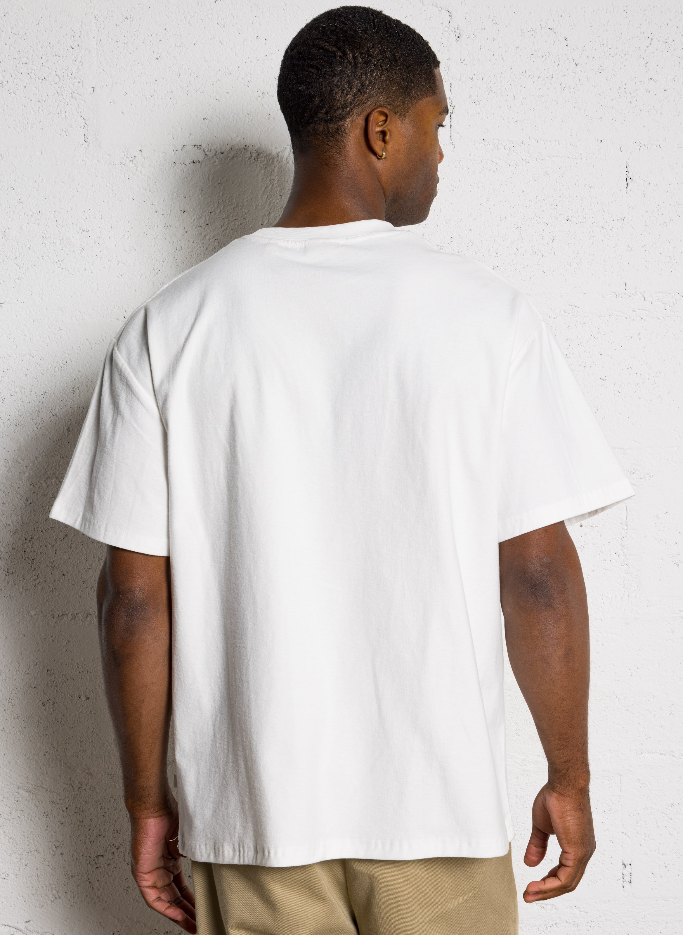 Oversized round-neck cotton T-shirt SOLID White