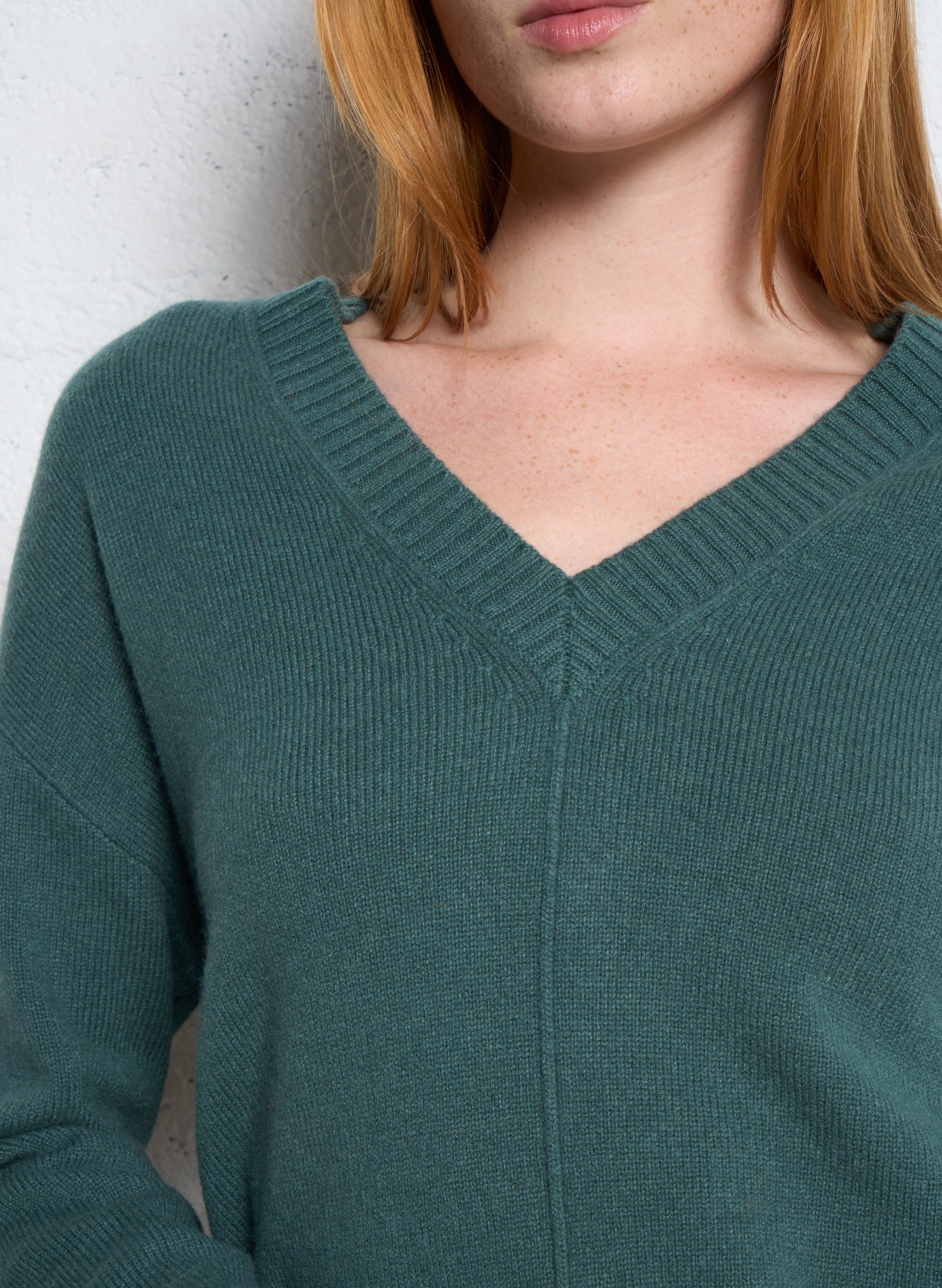 Pull oversize col V en laine SUD EXPRESS Gris