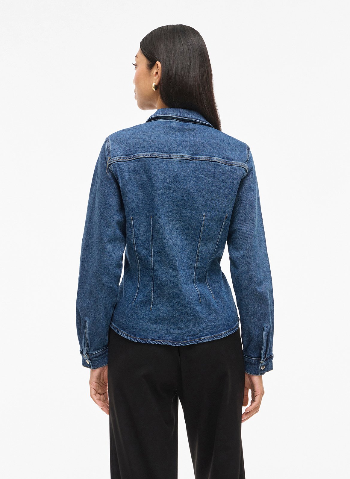 Chemise courte cintrée en jean VILA Bleu
