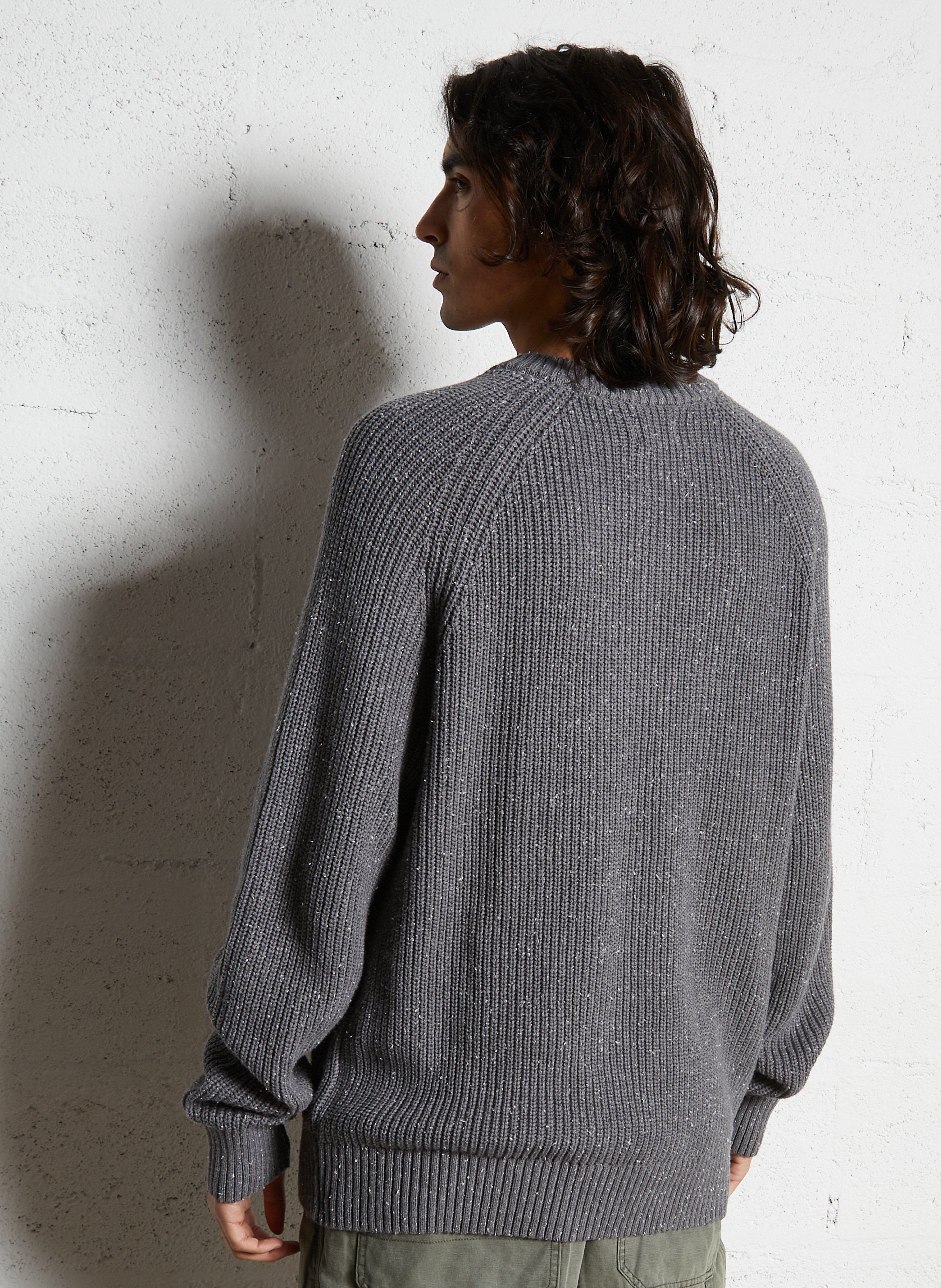 Rechte trui van biokatoen met ronde hals FARAH Grijs