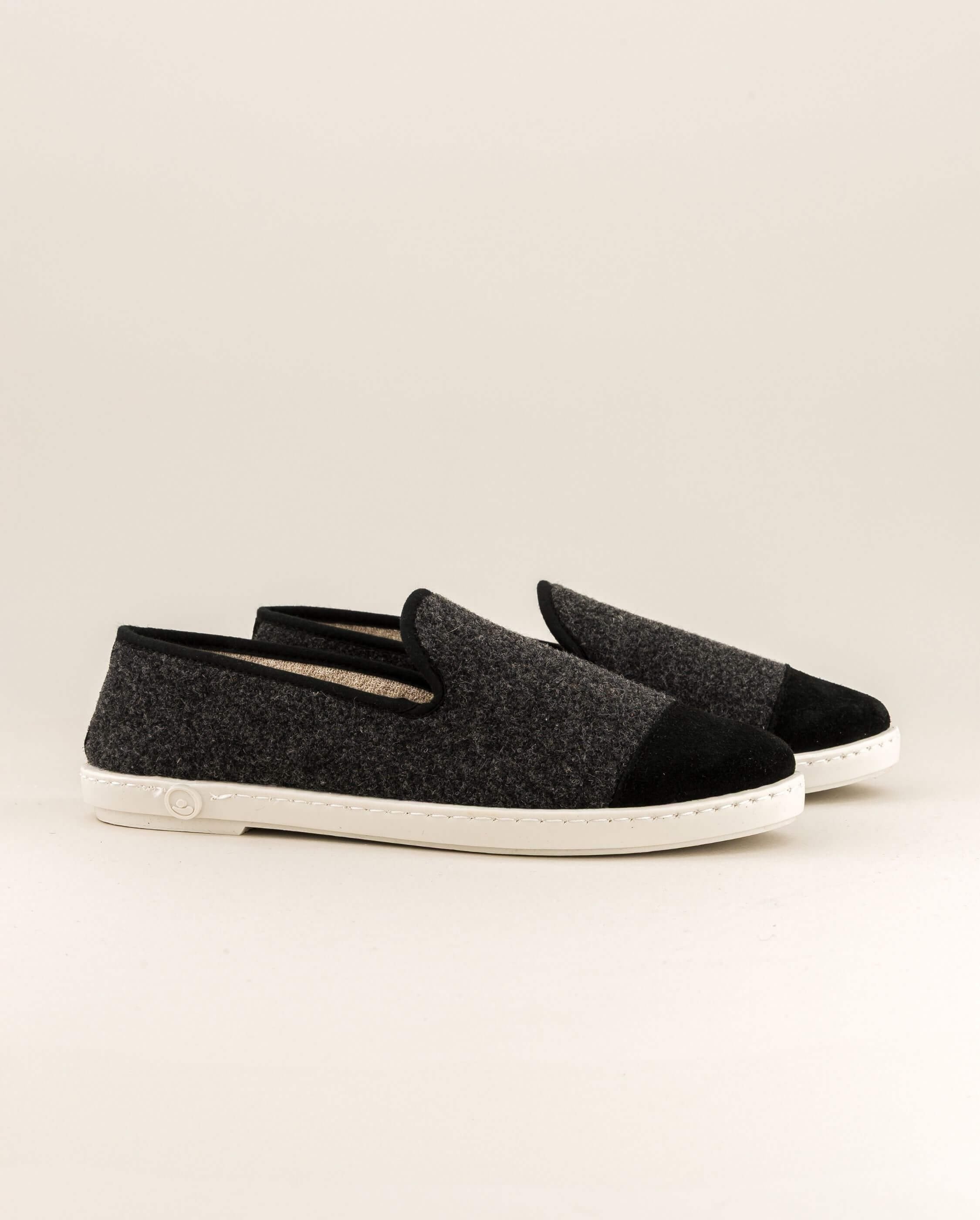 Women's wool slipper, dark gray black ANGARDE Grey