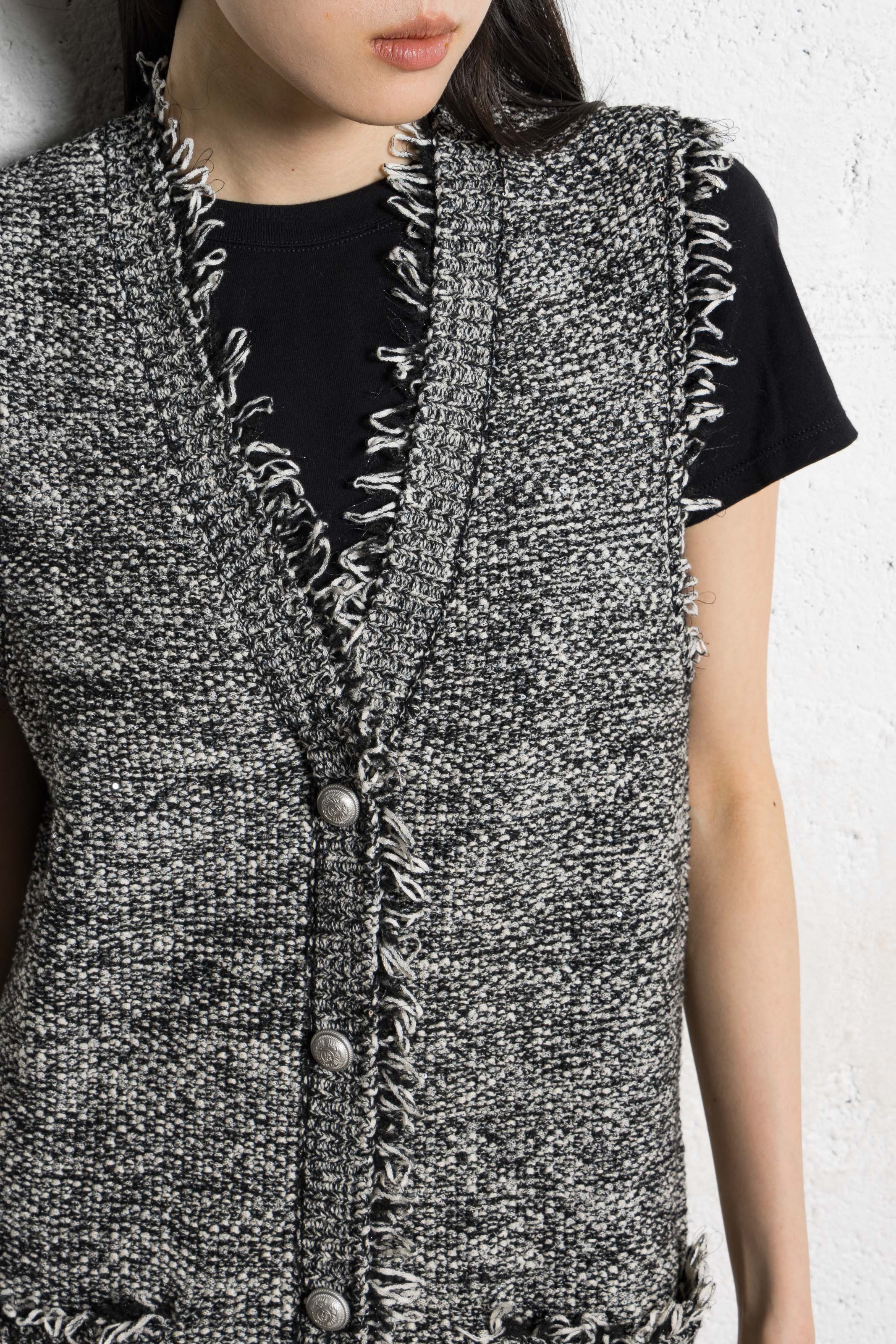 Kurzes Tweedkleid mit V-Ausschnitt IKKS Schwarz