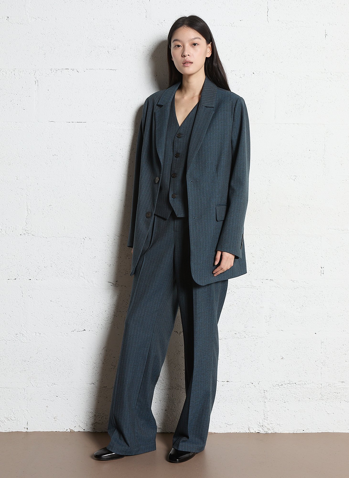 Rechte gestreepte gilet MAISON 123 Grijs