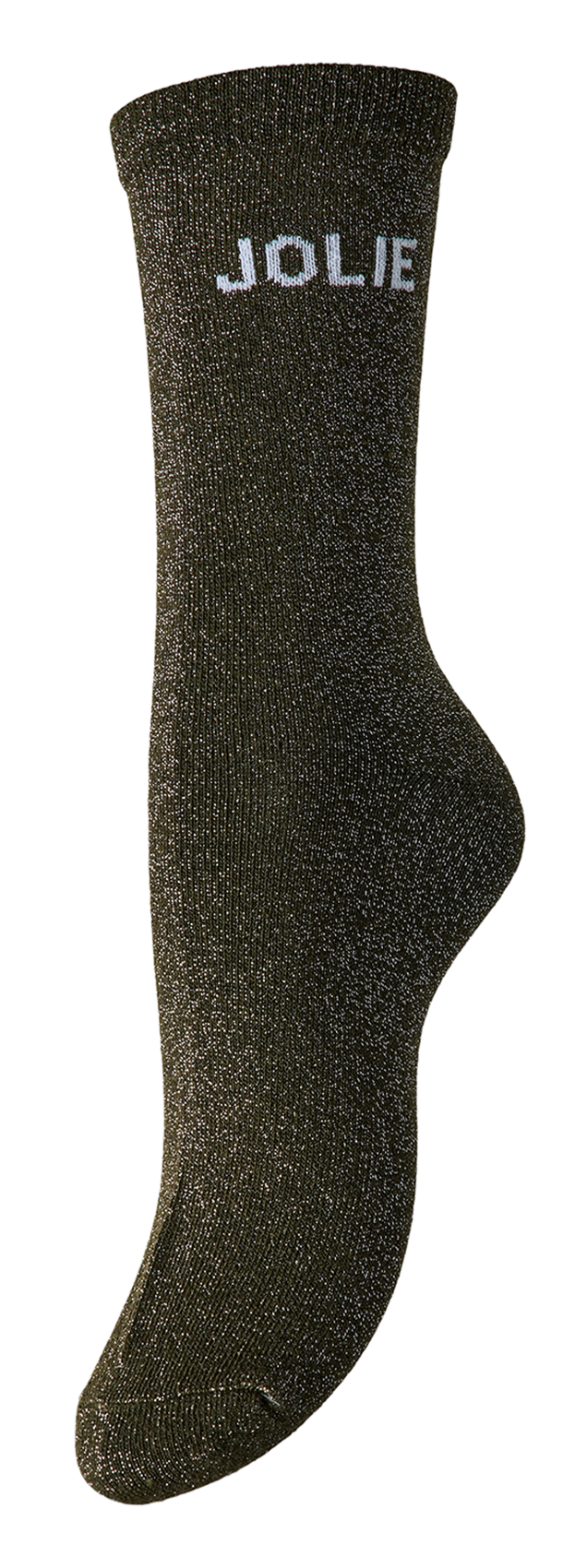 High glittery socks with message PIECES Green