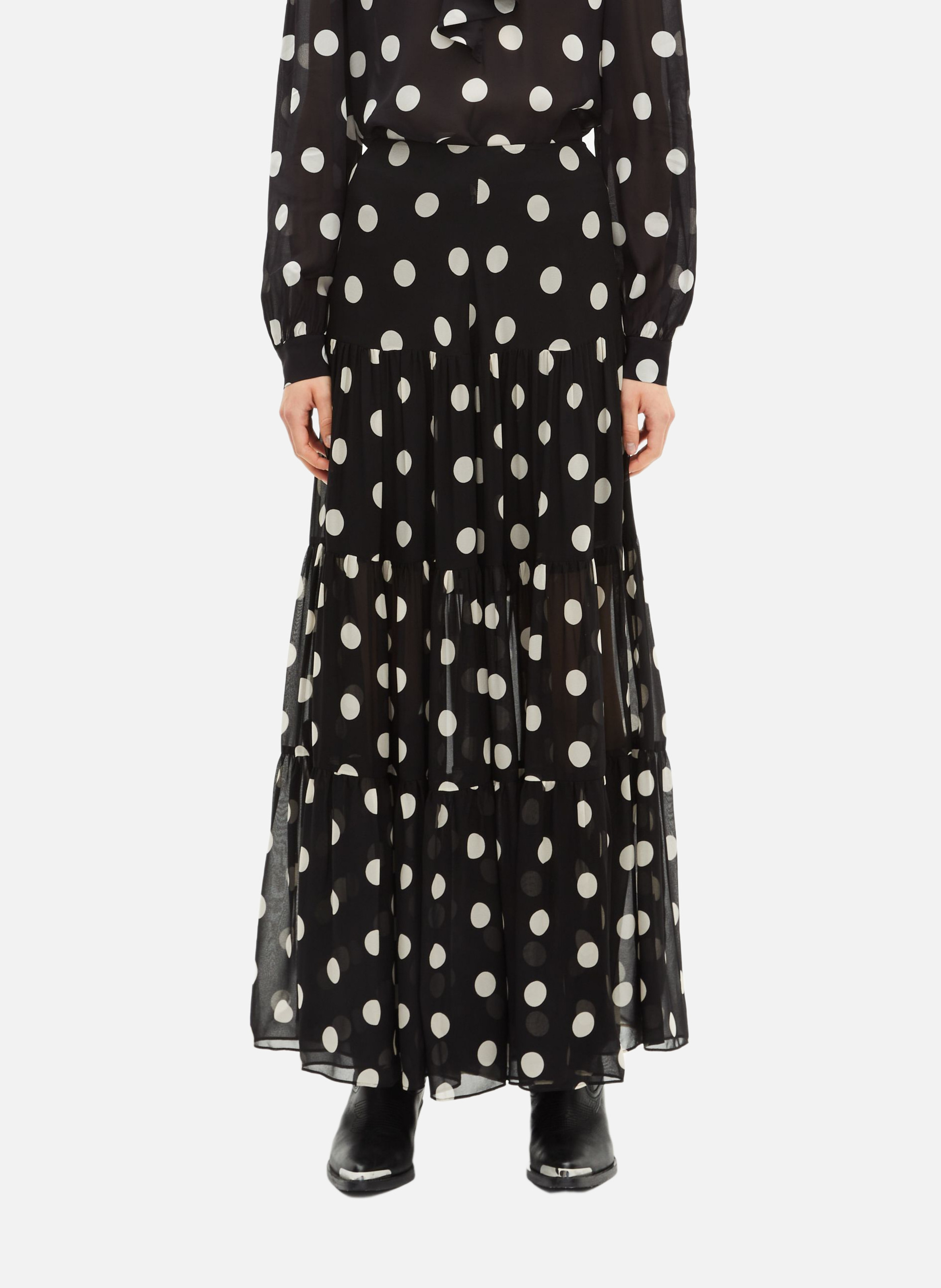 Long skirt with polka dot print THE KOOPLES Black