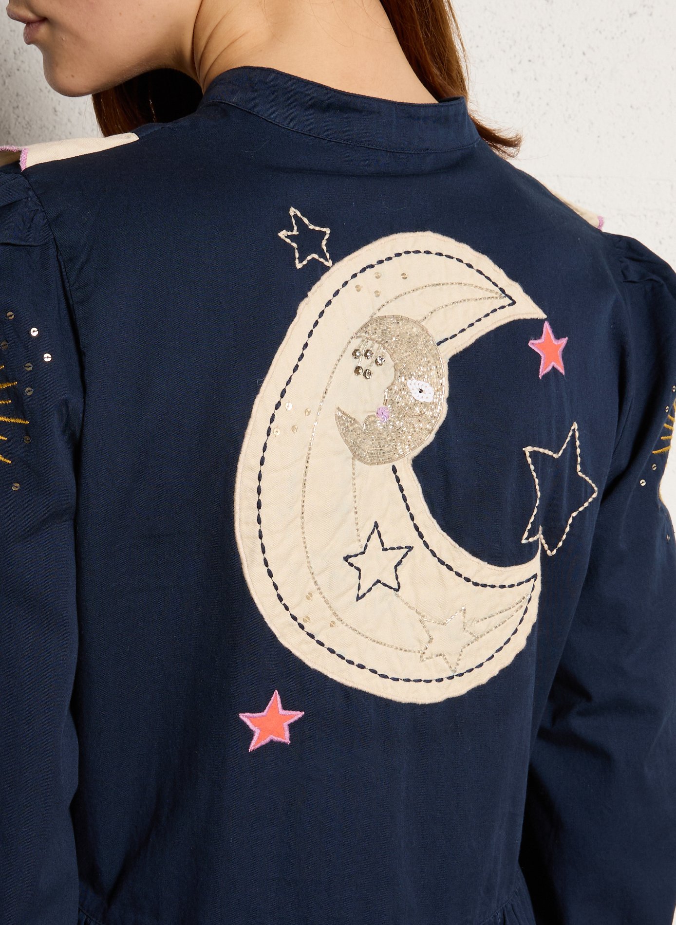 Robe longue col tunisien en coton bio STELLA NOVA Bleu