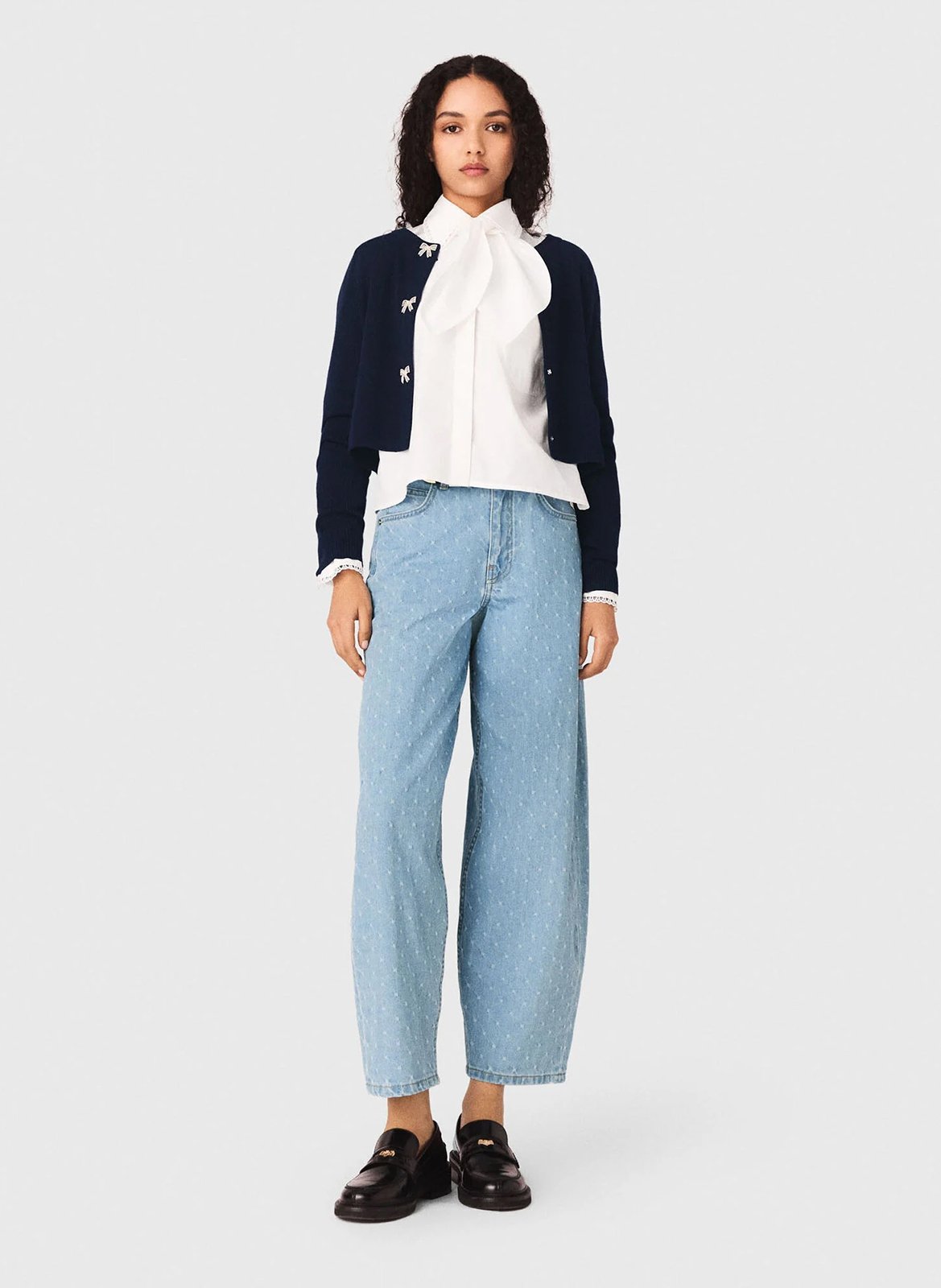 Rechte ronde hals cardigan van wol MAJE Blauw