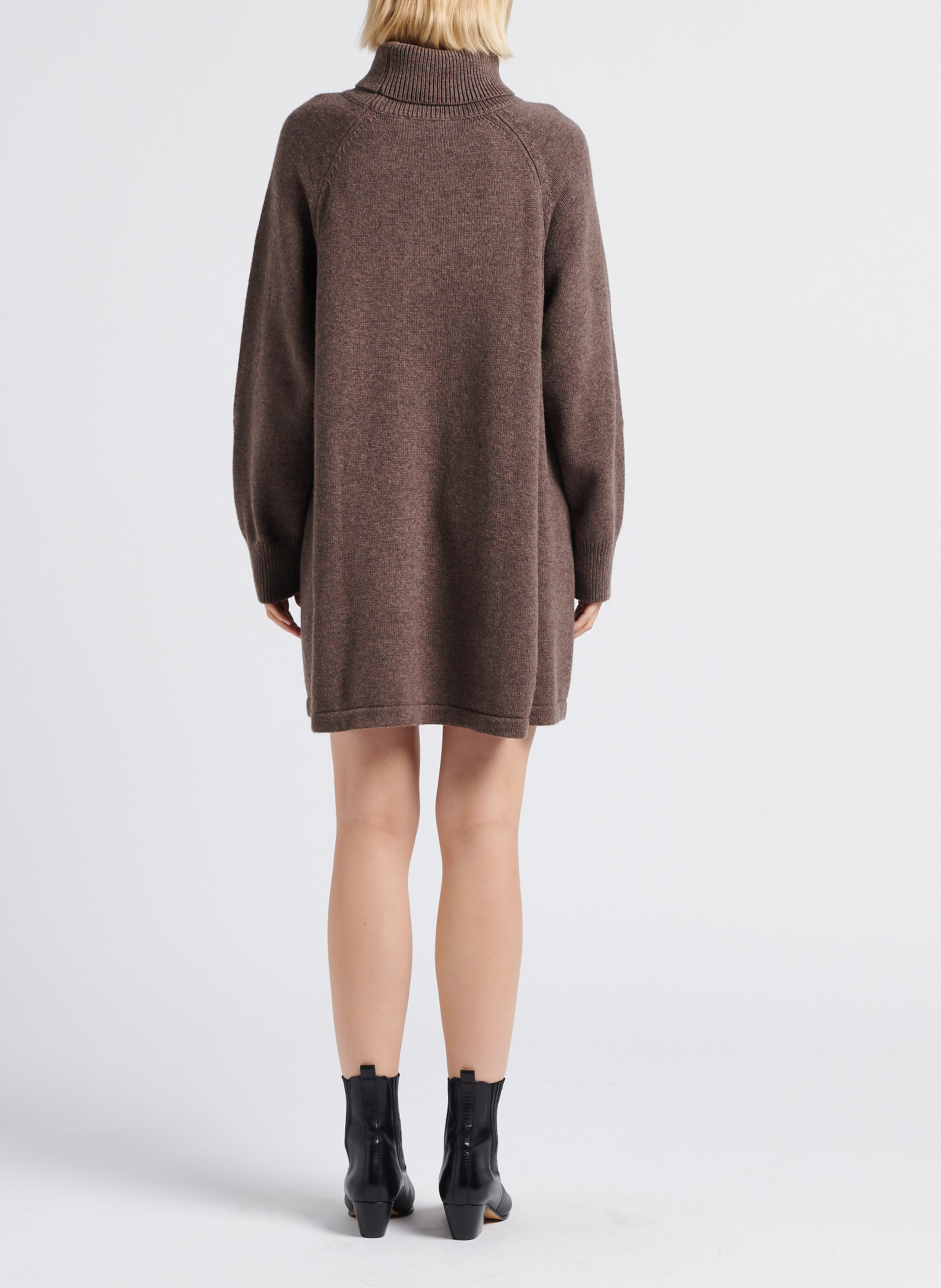 Short wool and cotton turtleneck dress BA&SH Brown