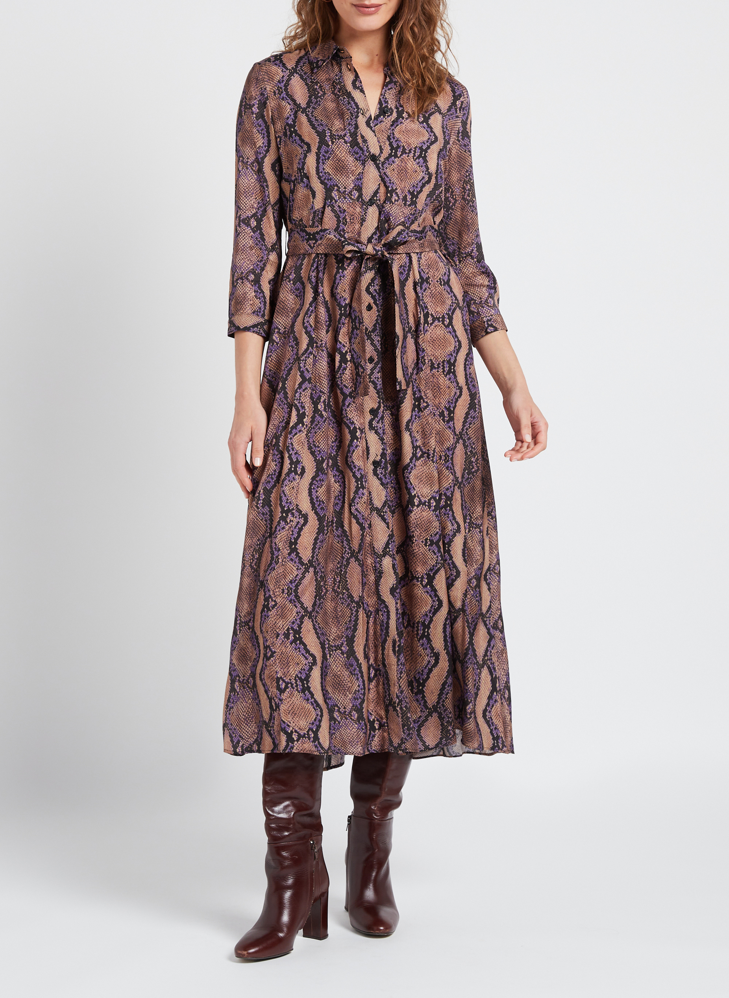 Gerade geschnittenes Hemdblusenkleid mit Print PINKO Mehrfarbig