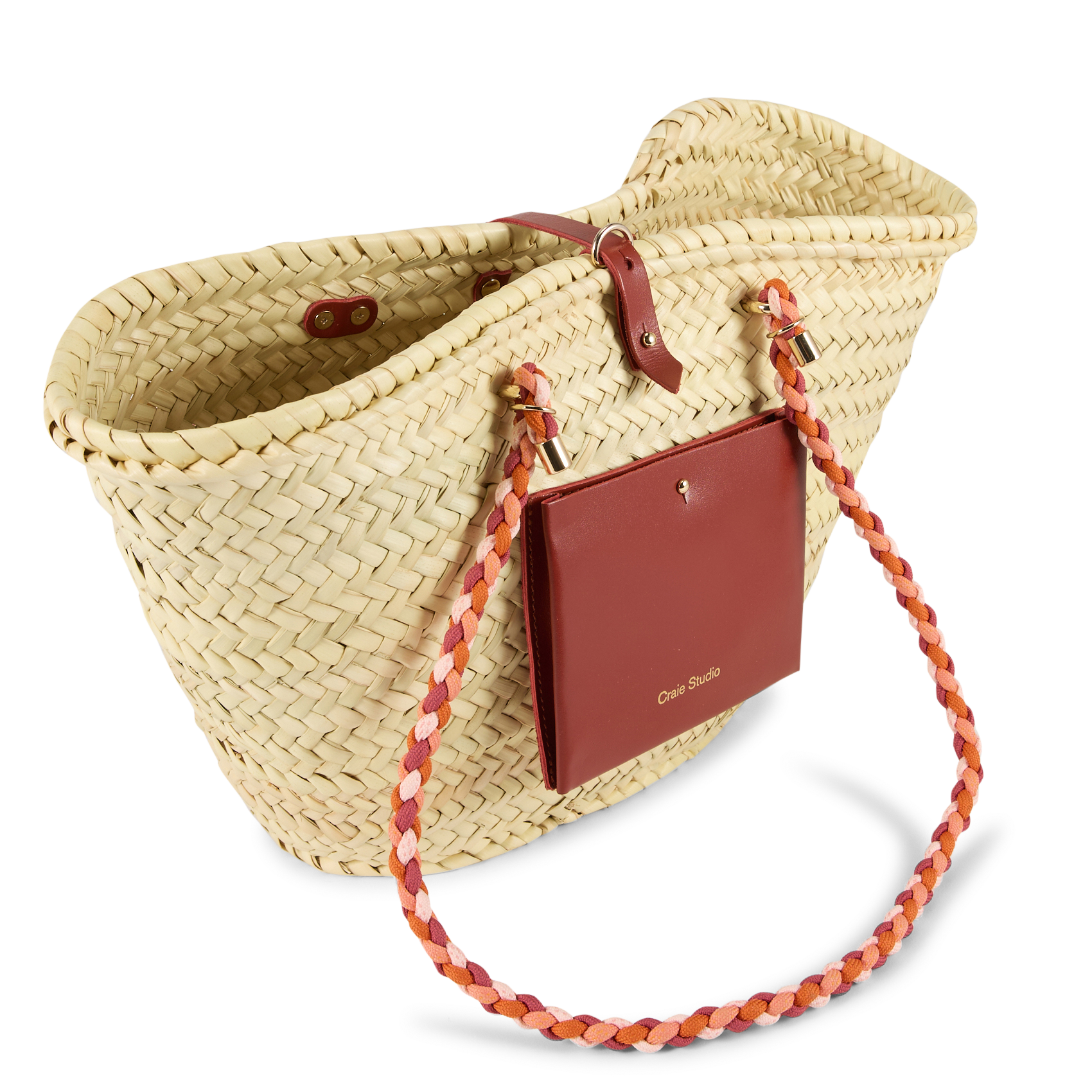 Gevlochten mand van doum CRAIE STUDIO Rood