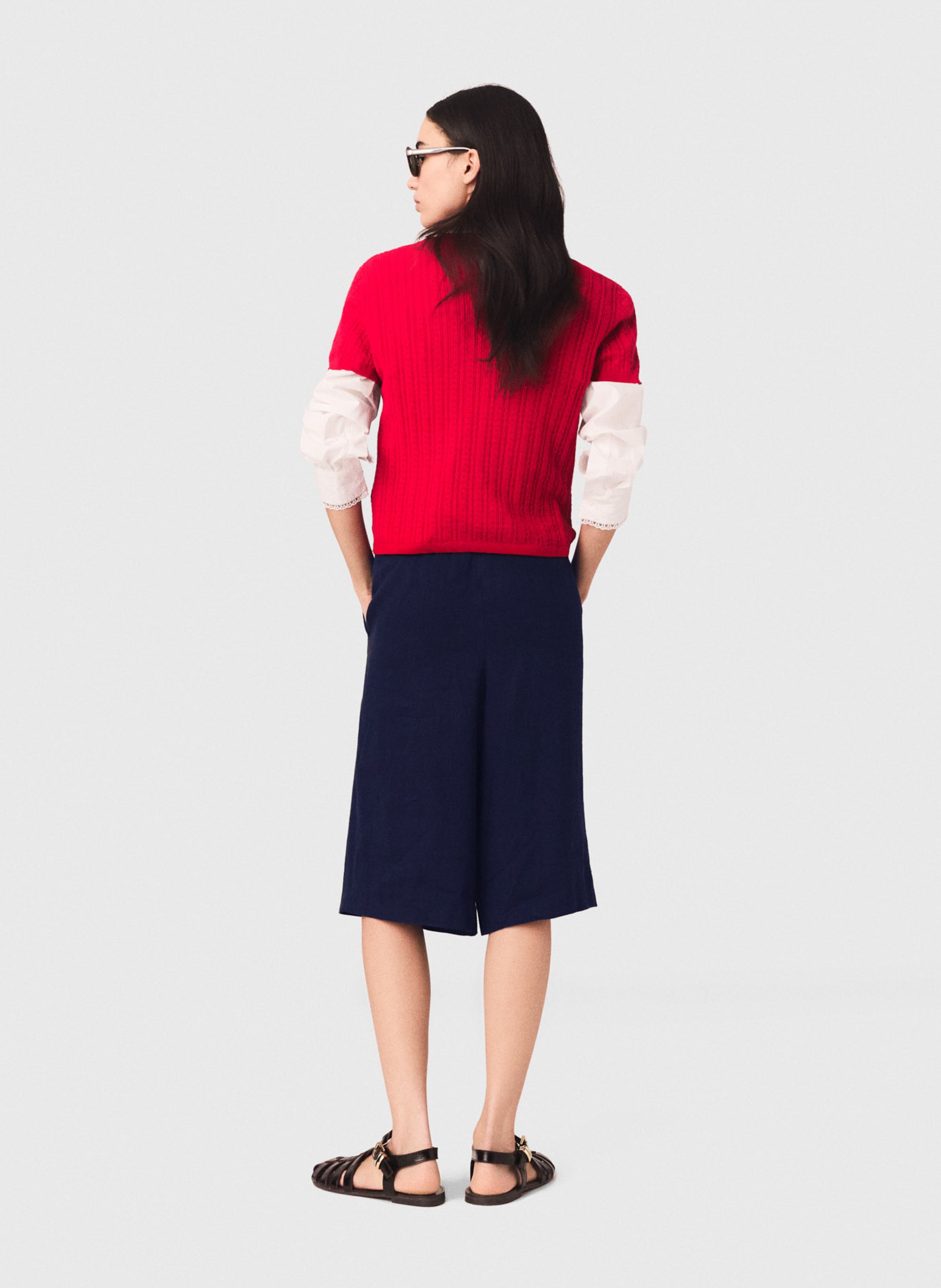 Aansluitende ronde hals trui van gemengd katoen MAJE Rood