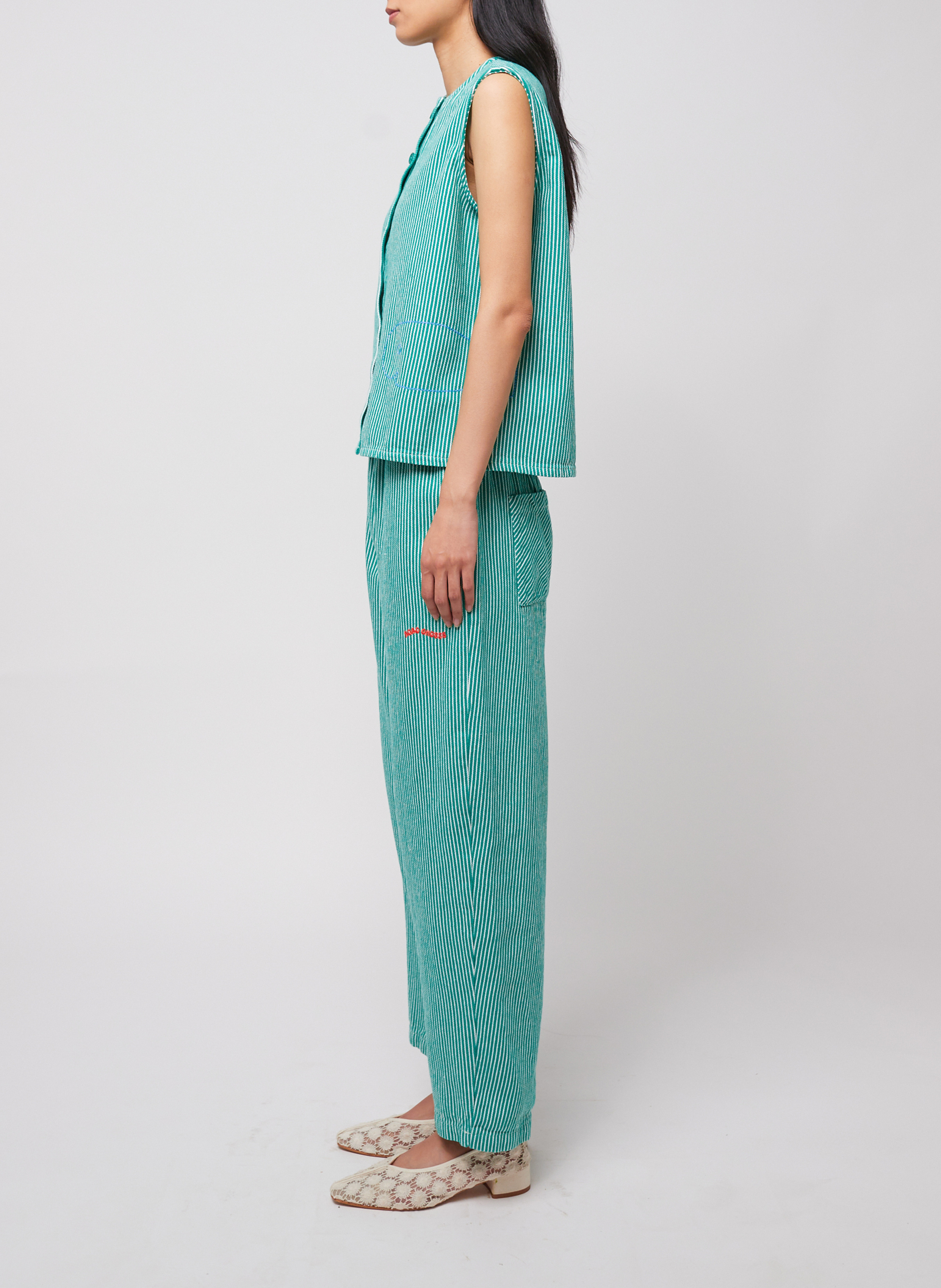 Rechte top met ronde hals van katoen BOBO CHOSES Groen