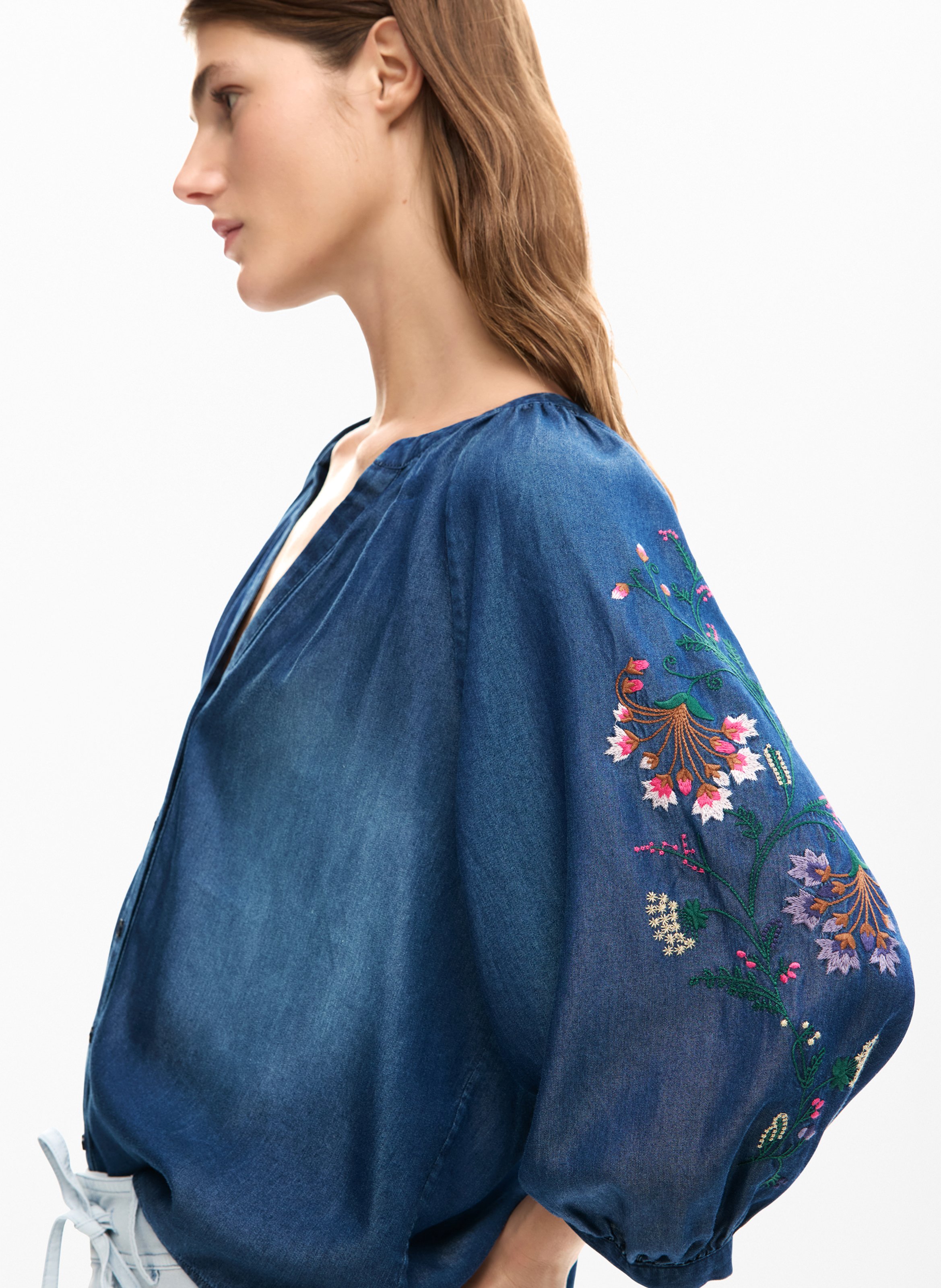 Bluse aus Denim DESIGUAL Blau