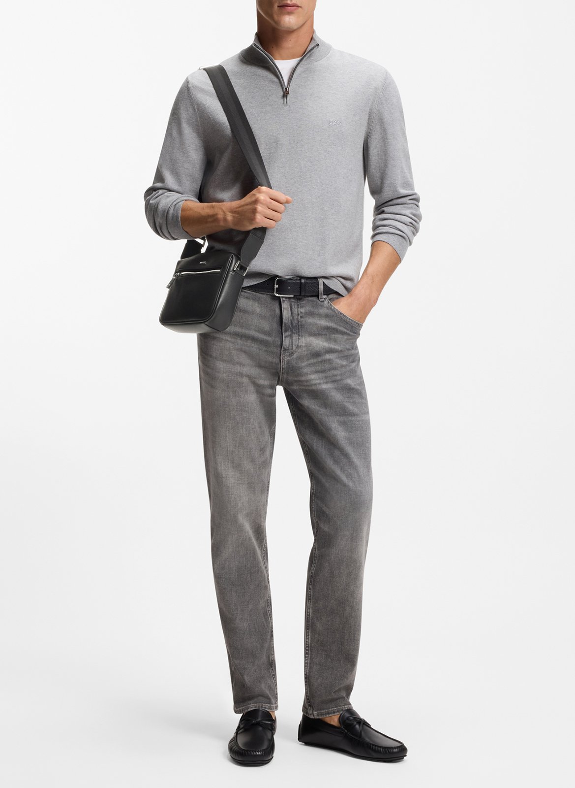 Sac bandoulière en cuir BOSS Noir