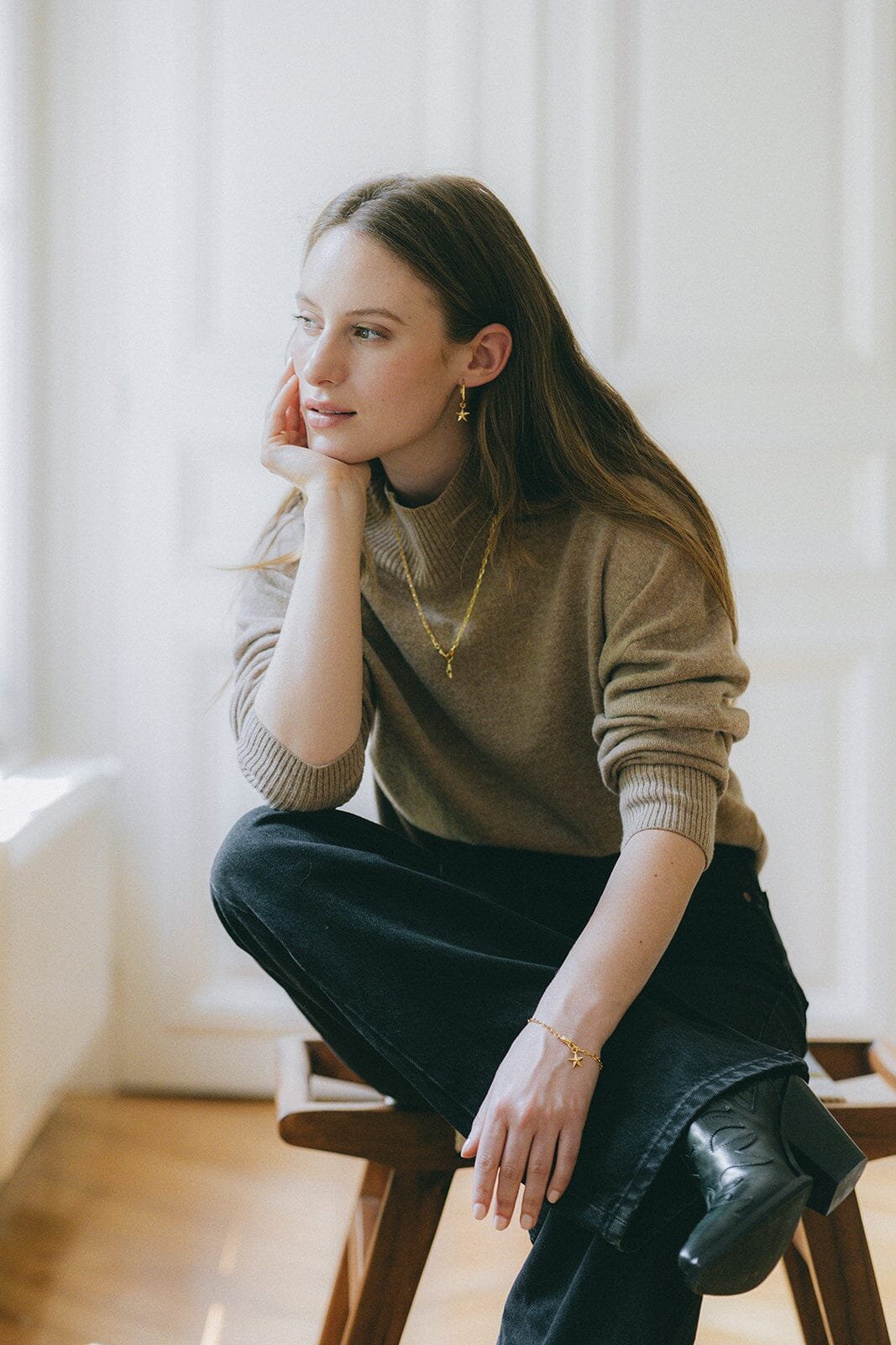 Mini gold-plated star hoop earrings MONSIEUR SIMONE Golden