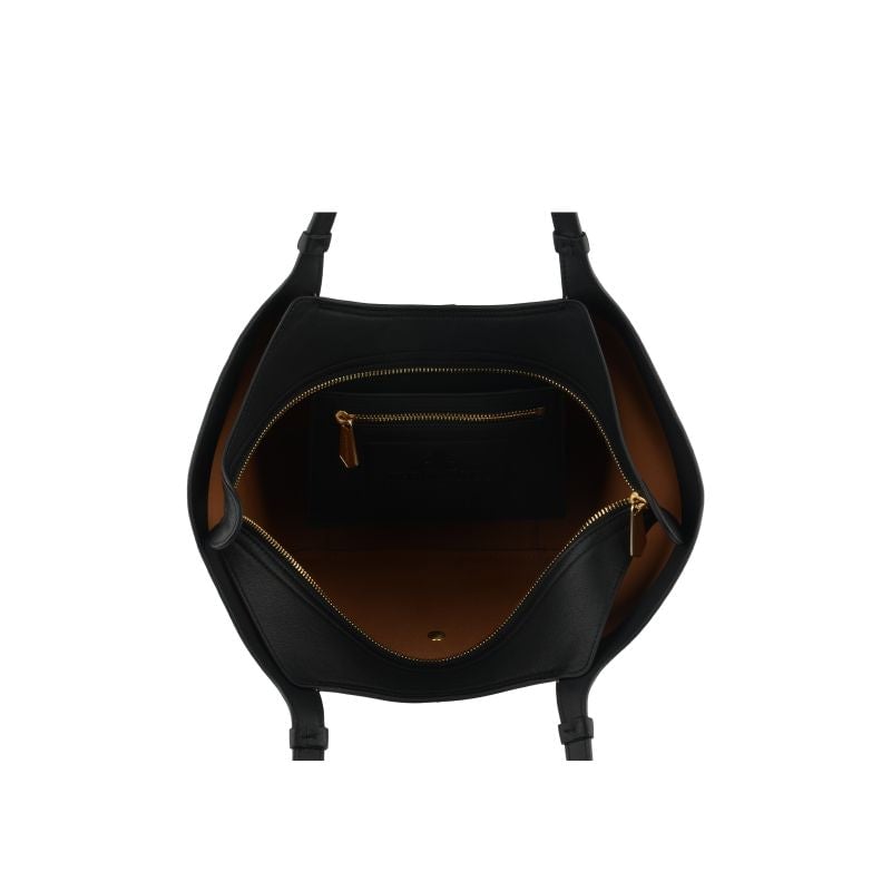 Calfskin leather shoulder bag POURCHET Black