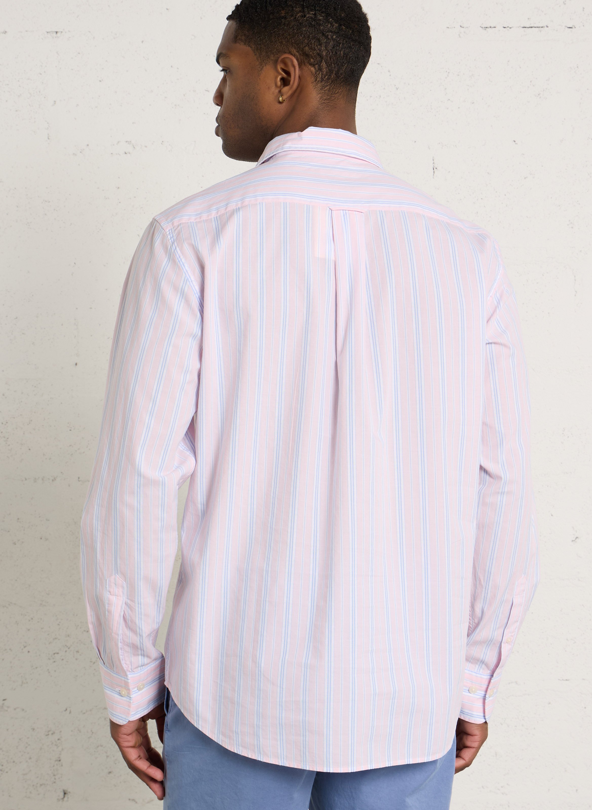 Chemise regular-fit col classique rayée en coton GANT Rose