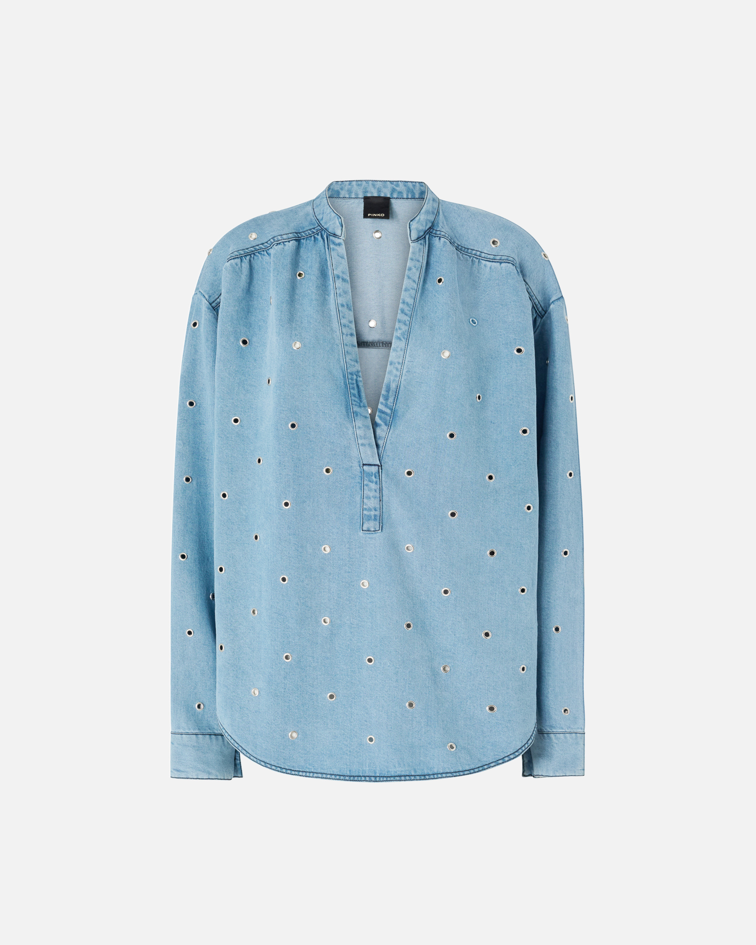 Blouse en denim à œillets PINKO Bleu