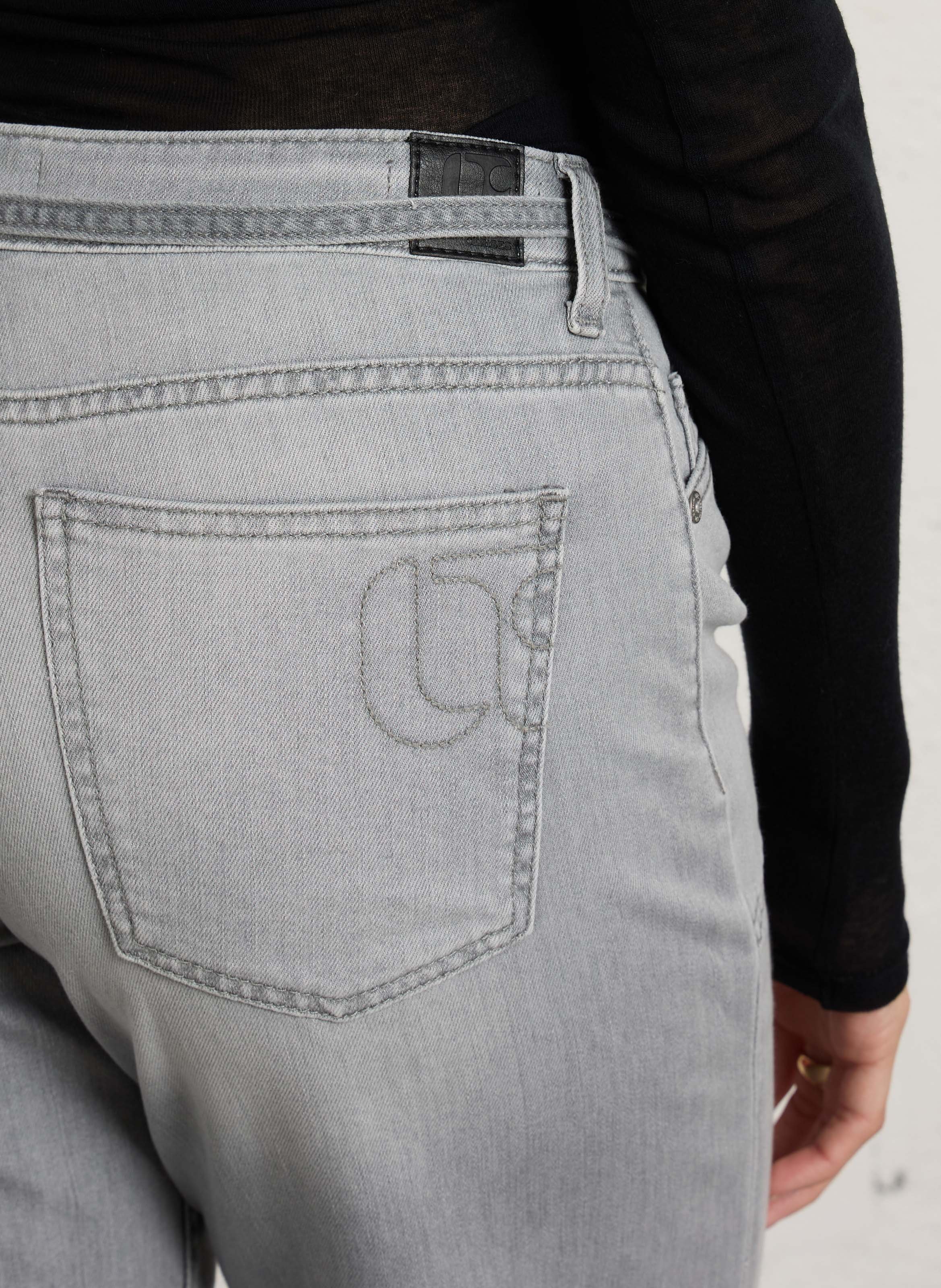 Gerade geschnittene Hose mit mittelhoher Taille in einfarbig LE TEMPS DES CERISES Grau