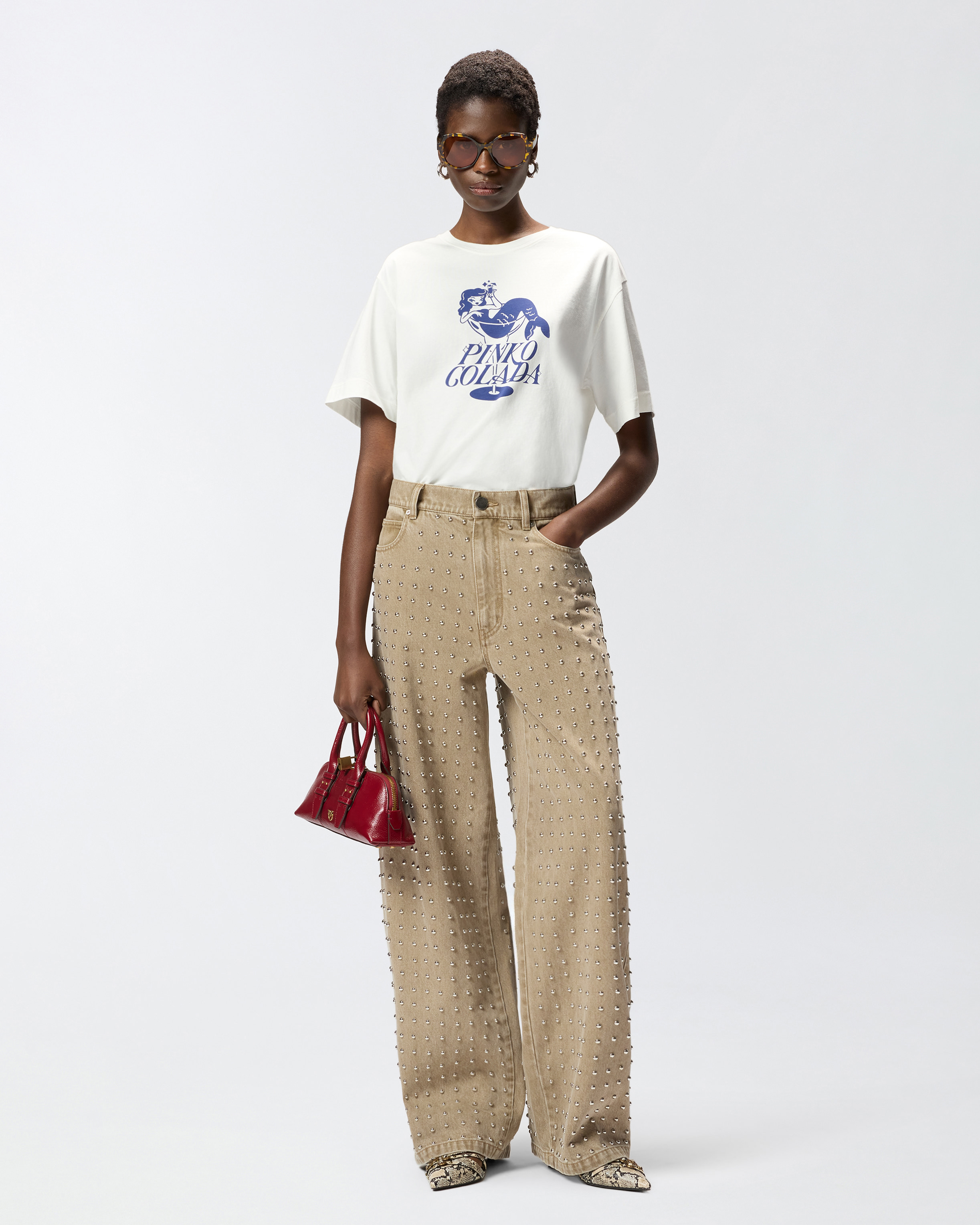 T-shirt avec sirène pinko colada PINKO Blanc