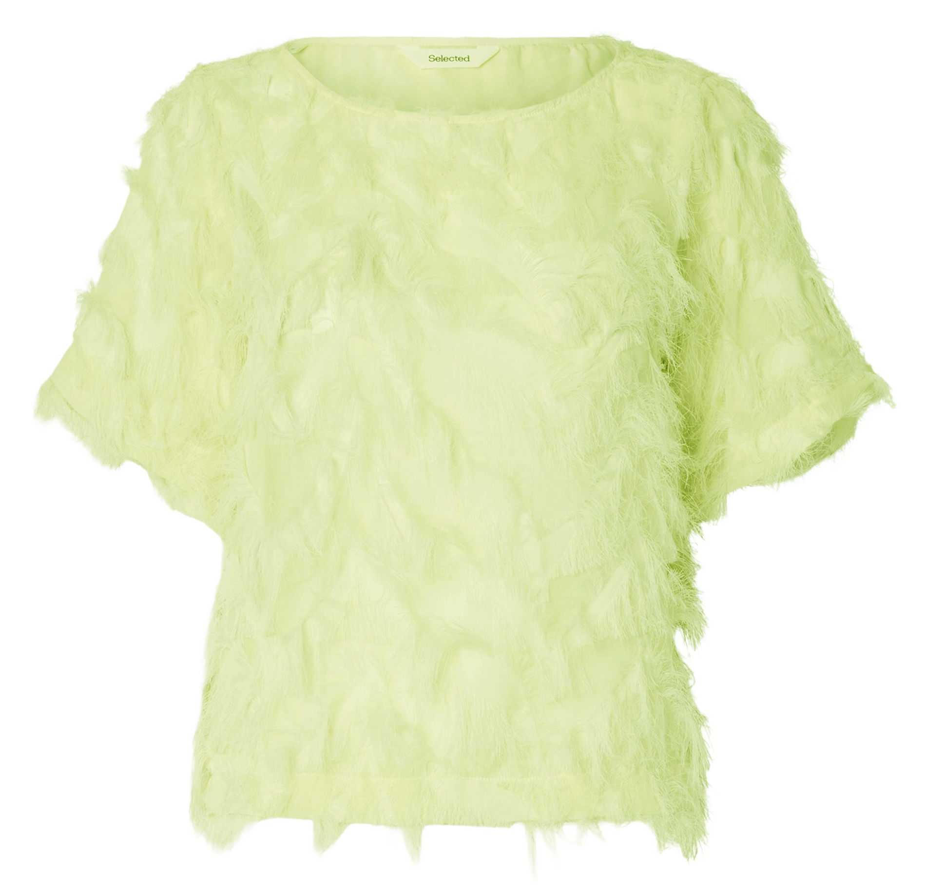 Round-neck stretch viscose top SELECTED Green