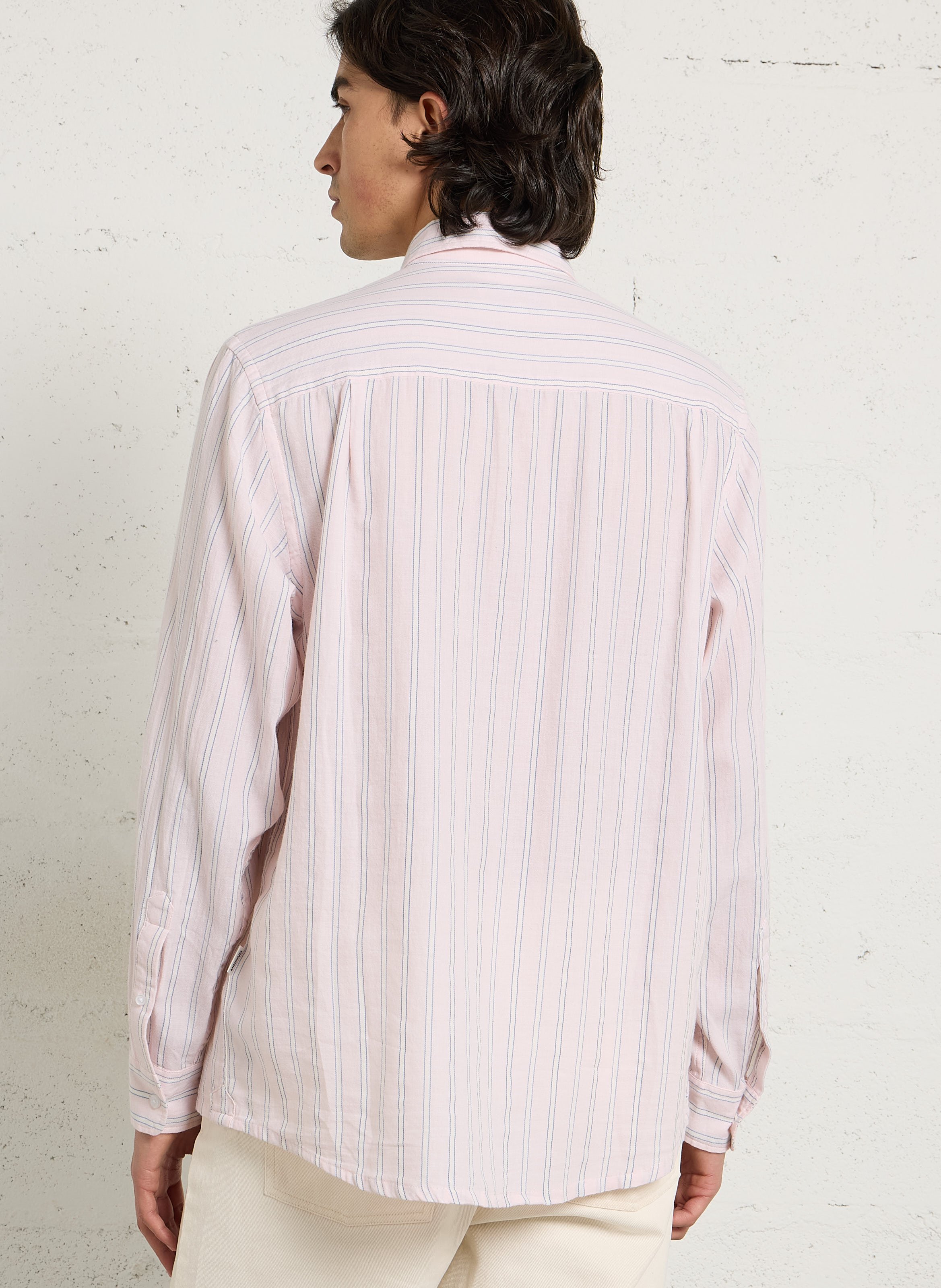 Chemise droite col classique en coton rayé MINIMUM Rose