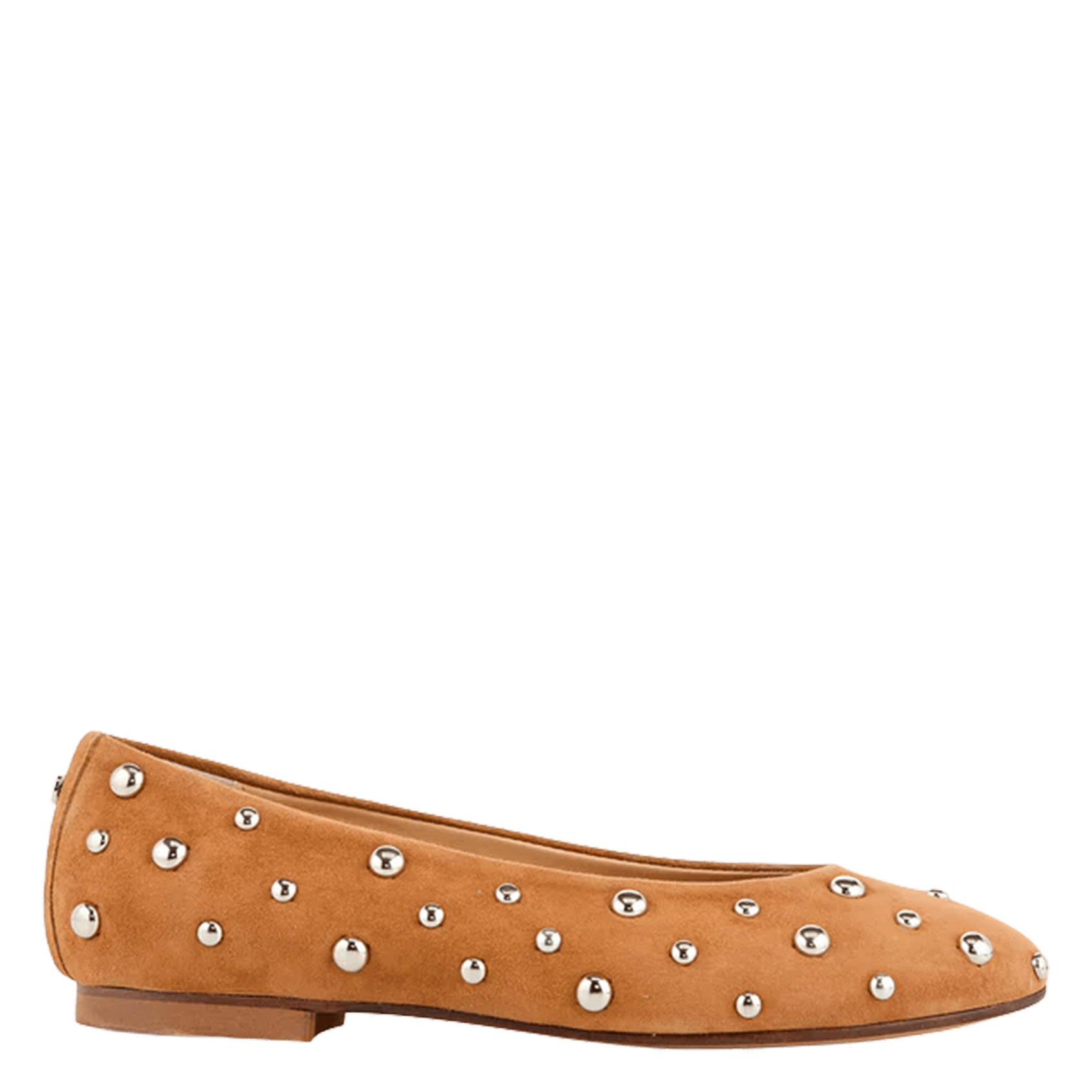 Ballet flats with studs in suede leather COSMOPARIS Brown