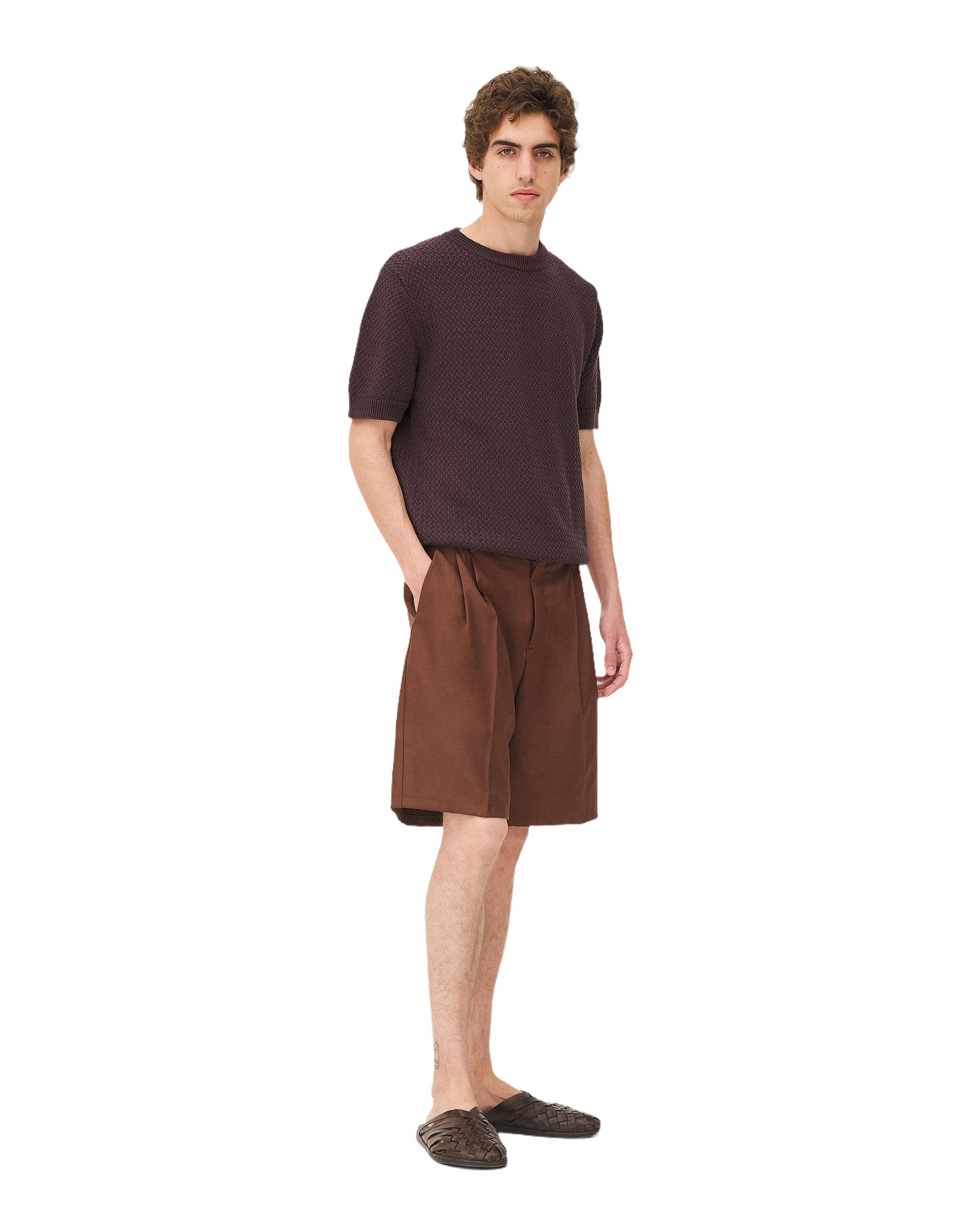 Pleated shorts in mocha Noyoco Brown