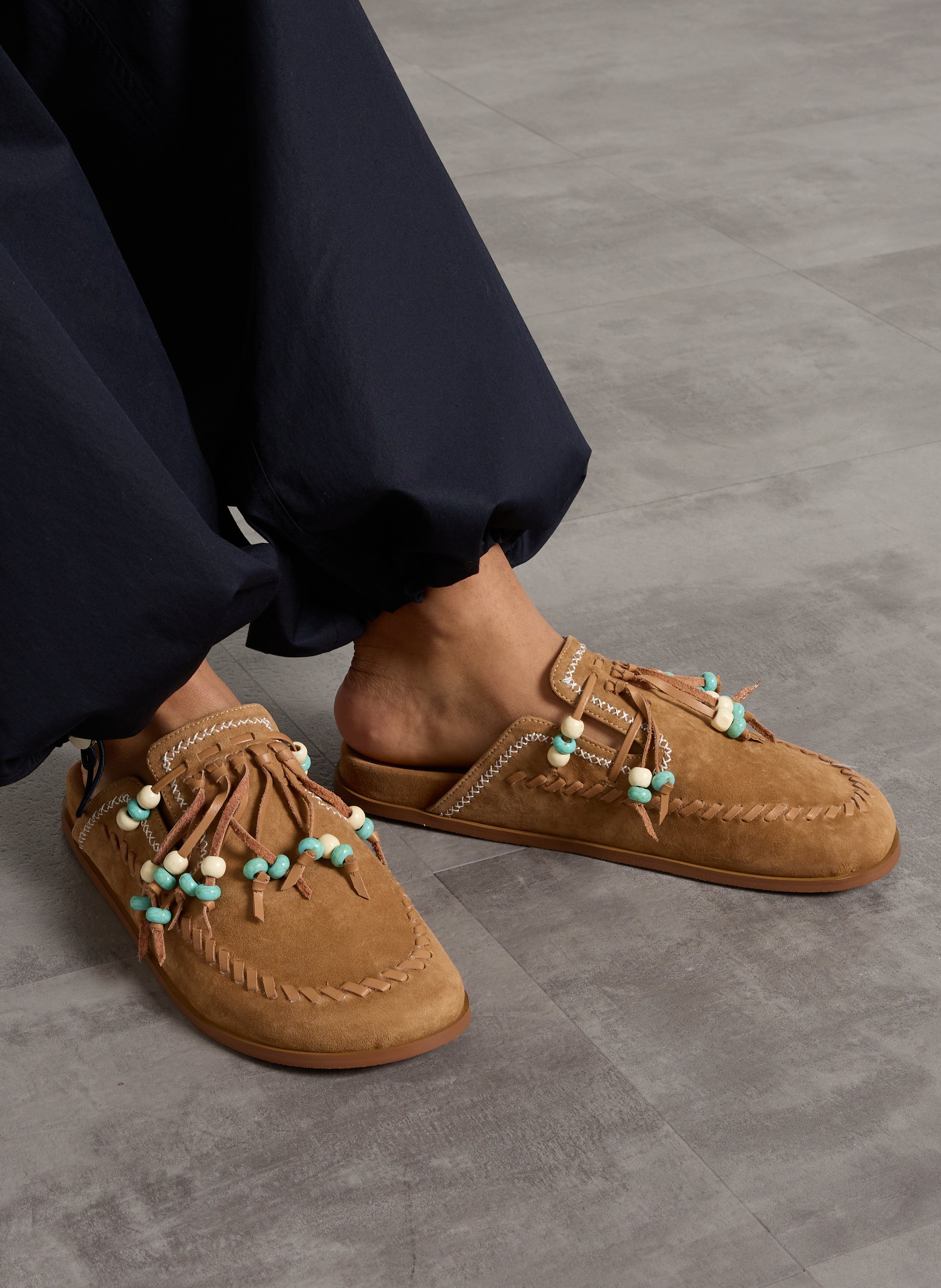 Mules en cuir velours TORAL Marron