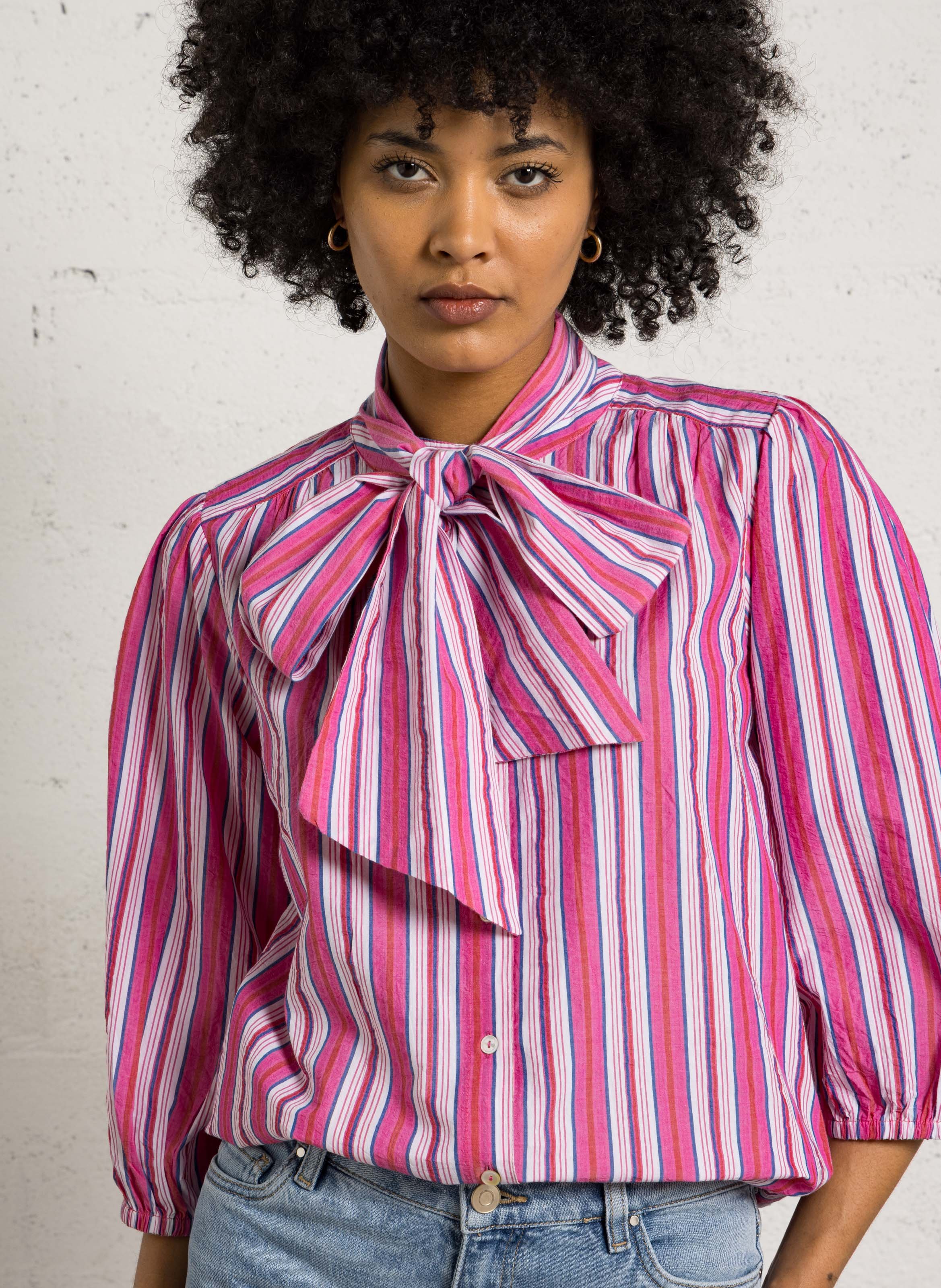 Blouse met strepen en ronde hals MAISON 123