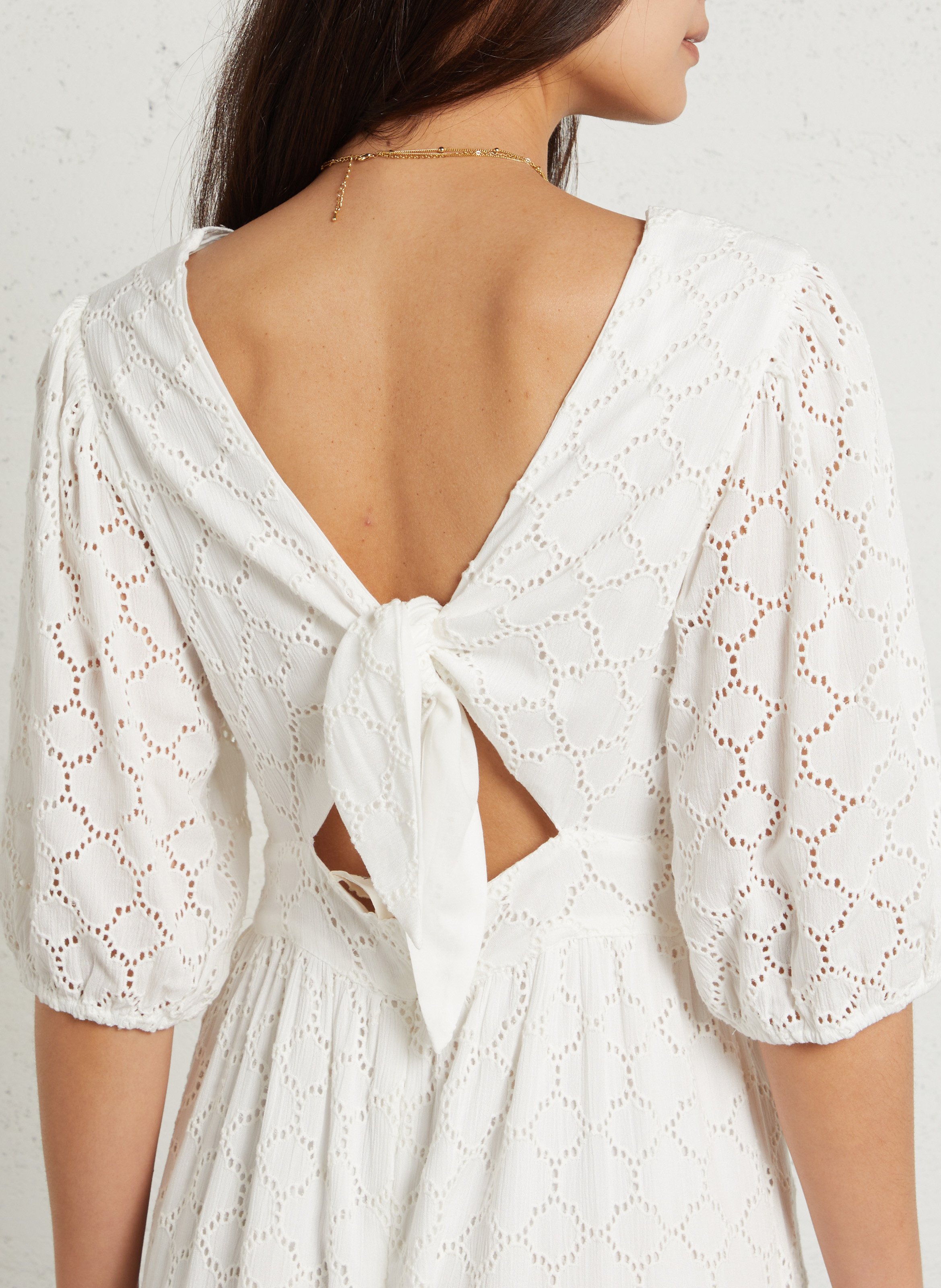 Lange jurk met V-hals MAISON 123 Wit