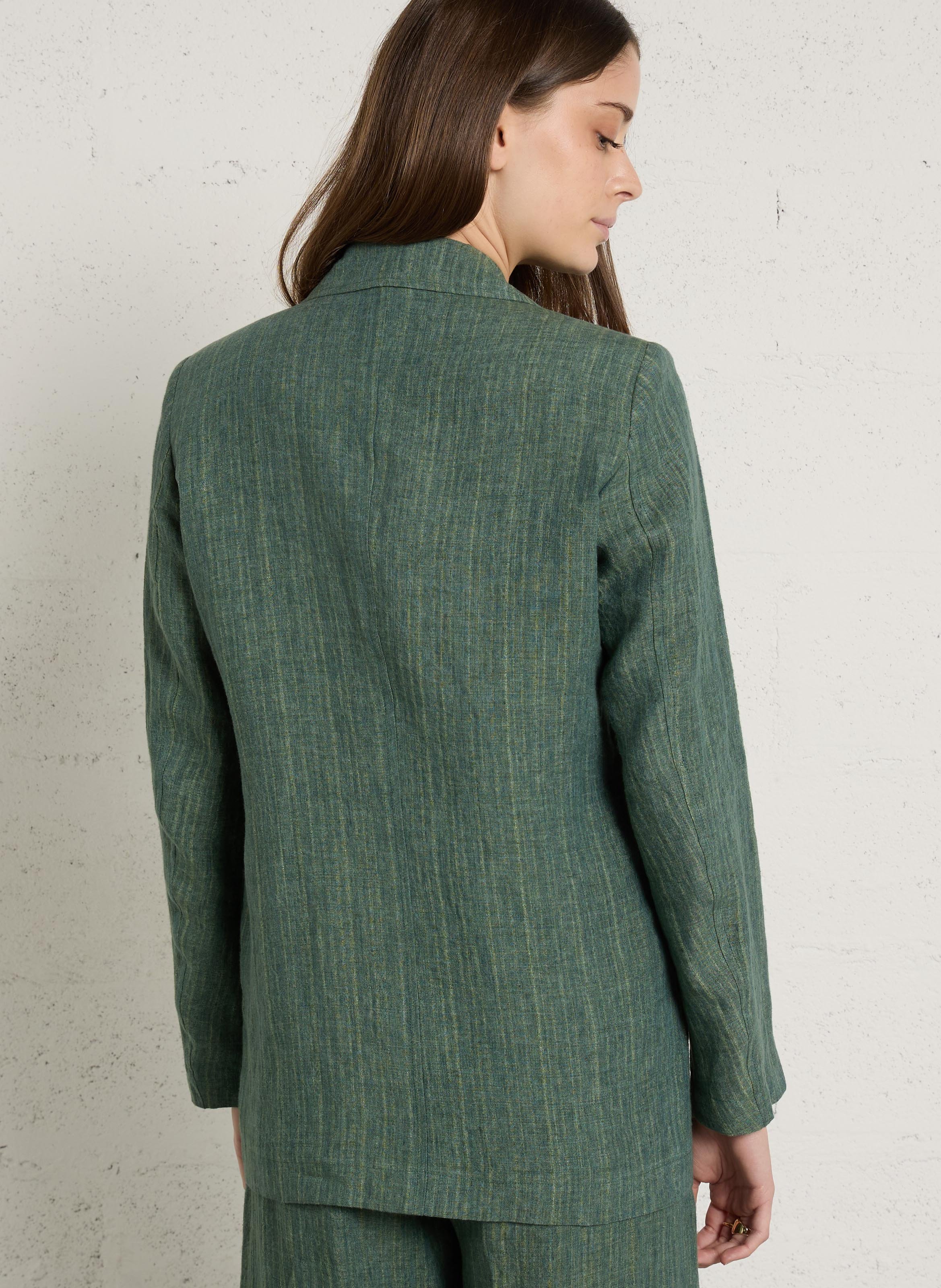 Straight striped linen blazer DIEGA Blue