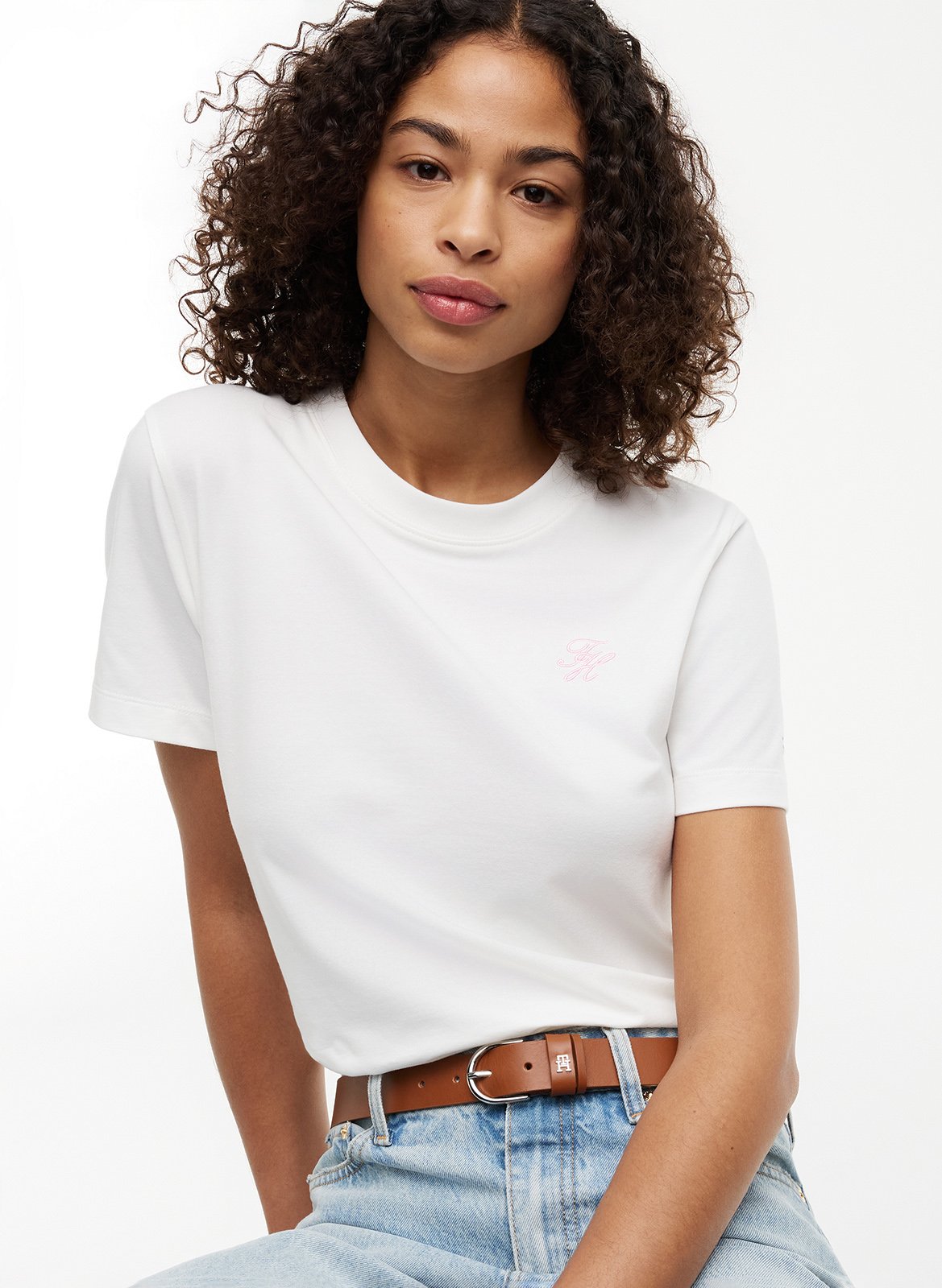 Effen T-shirt TOMMY HILFIGER Wit