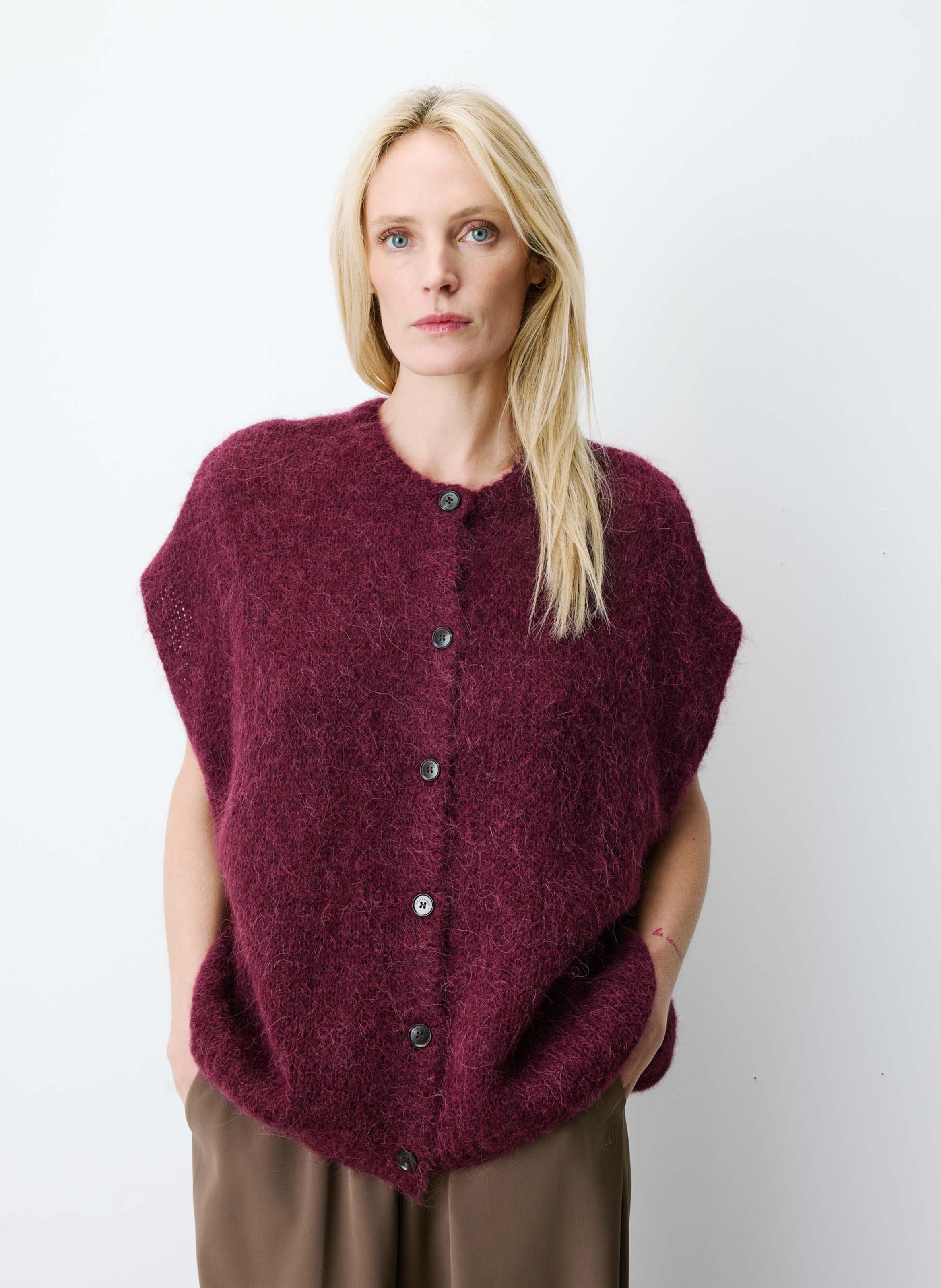 Vest van wol en kasjmier met ronde hals GRACE ET MILA Rood