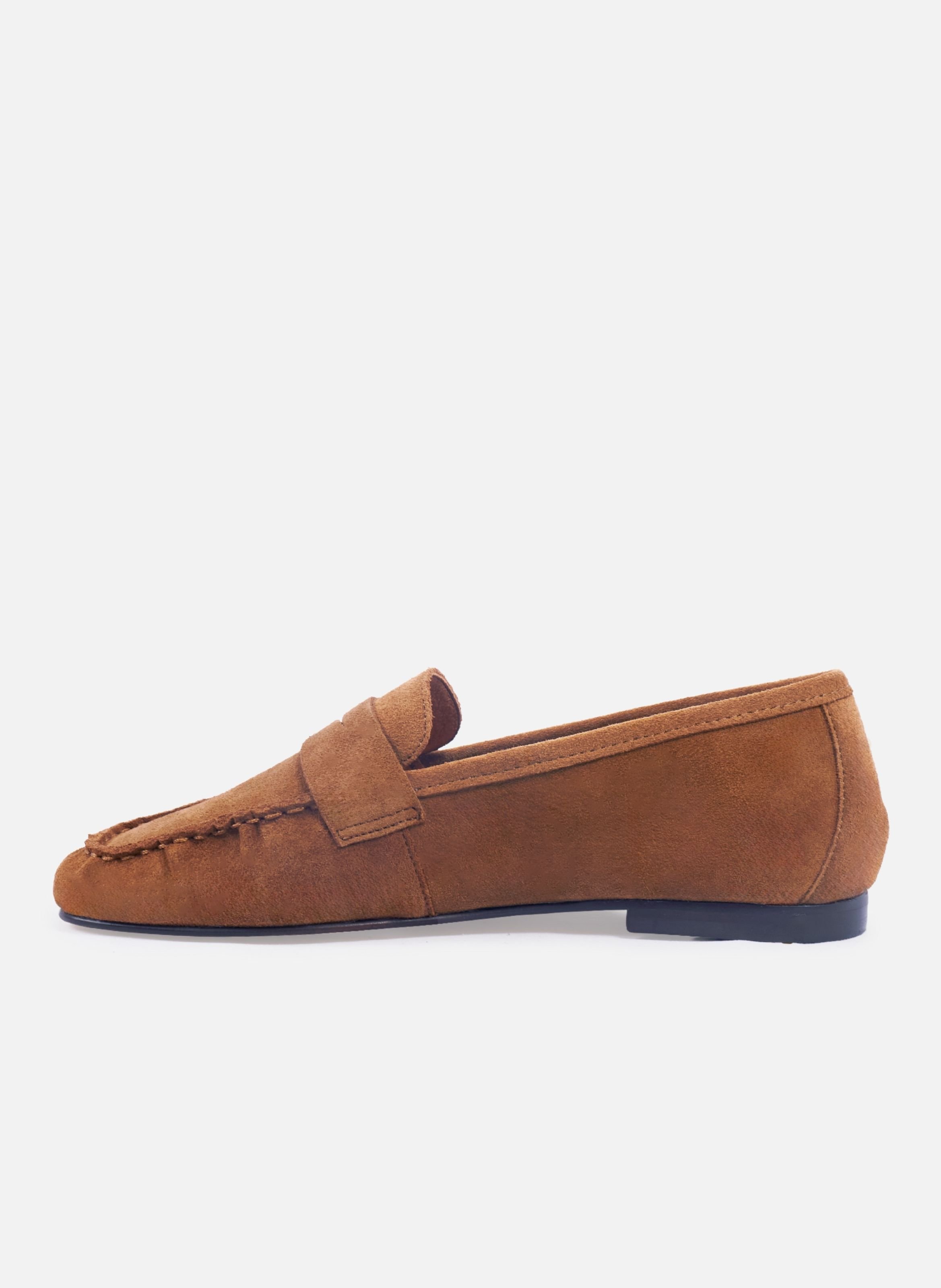 Mocassins plissés thaïs cuir daim JULES & JENN Marron